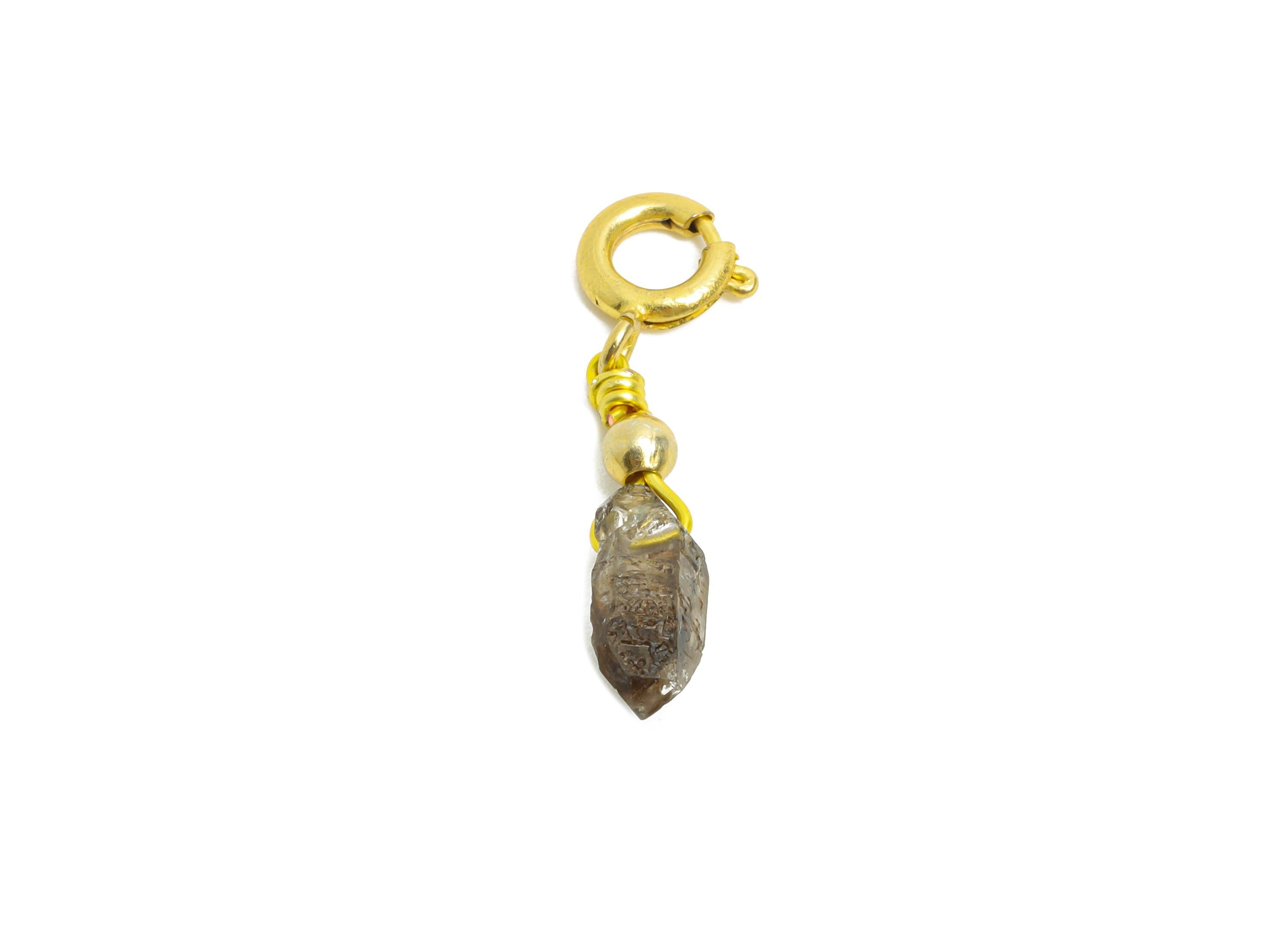 Brass Herkimer Clasp Charm - Enamel Accent Clasp Charm - Quartz Necklace Charm with Clasp - Bracelet Charm - 23x6x5.48mm - NS2862 - DOMEDBAZAAR