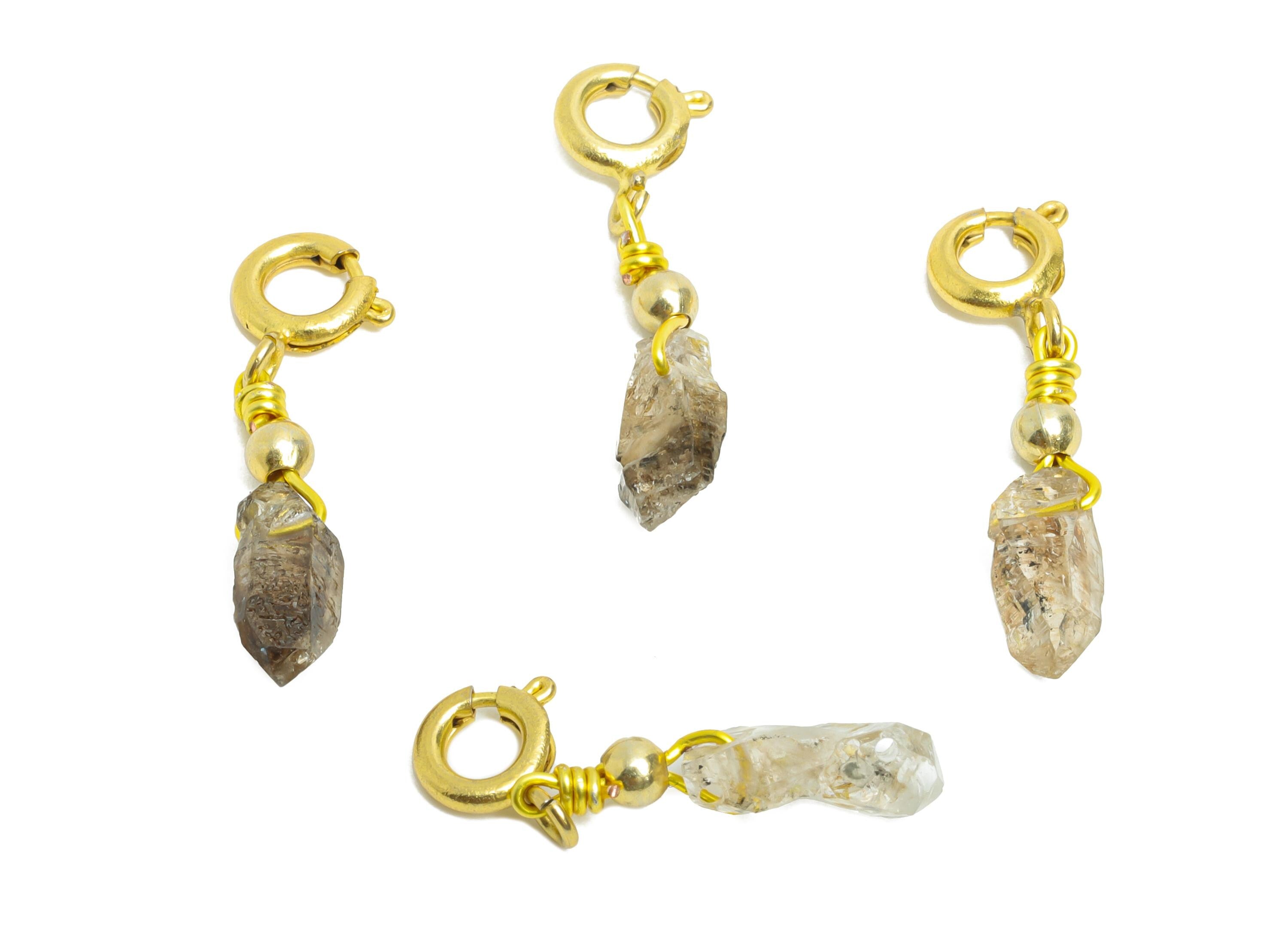 Brass Herkimer Clasp Charm - Enamel Accent Clasp Charm - Quartz Necklace Charm with Clasp - Bracelet Charm - 23x6x5.48mm - NS2862 - DOMEDBAZAAR