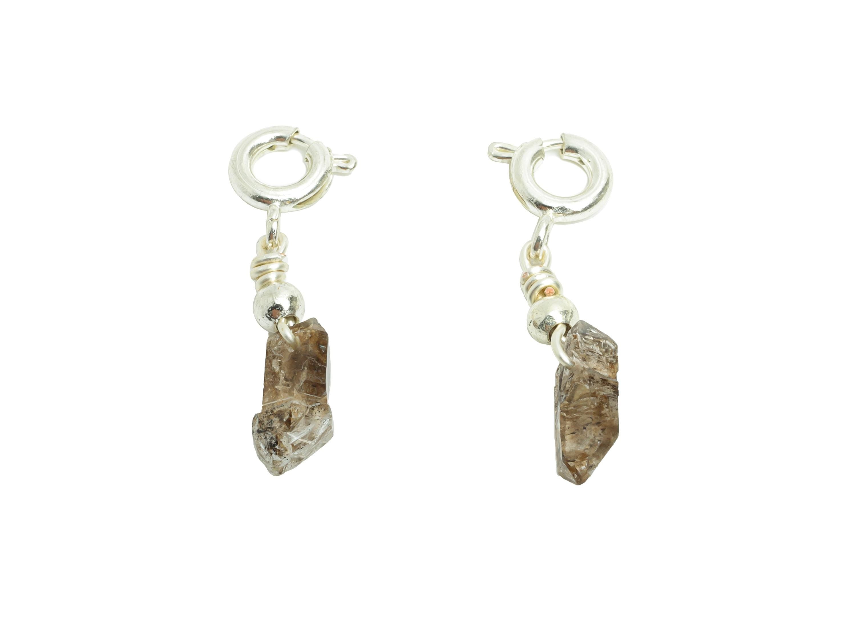 Brass Herkimer Clasp Charm - Enamel Accent Clasp Necklace Charm - Quartz Gemstone Charm with Clasp - Bracelet Charm - 24x7.66x3.6mm - NS2861 - DOMEDBAZAAR