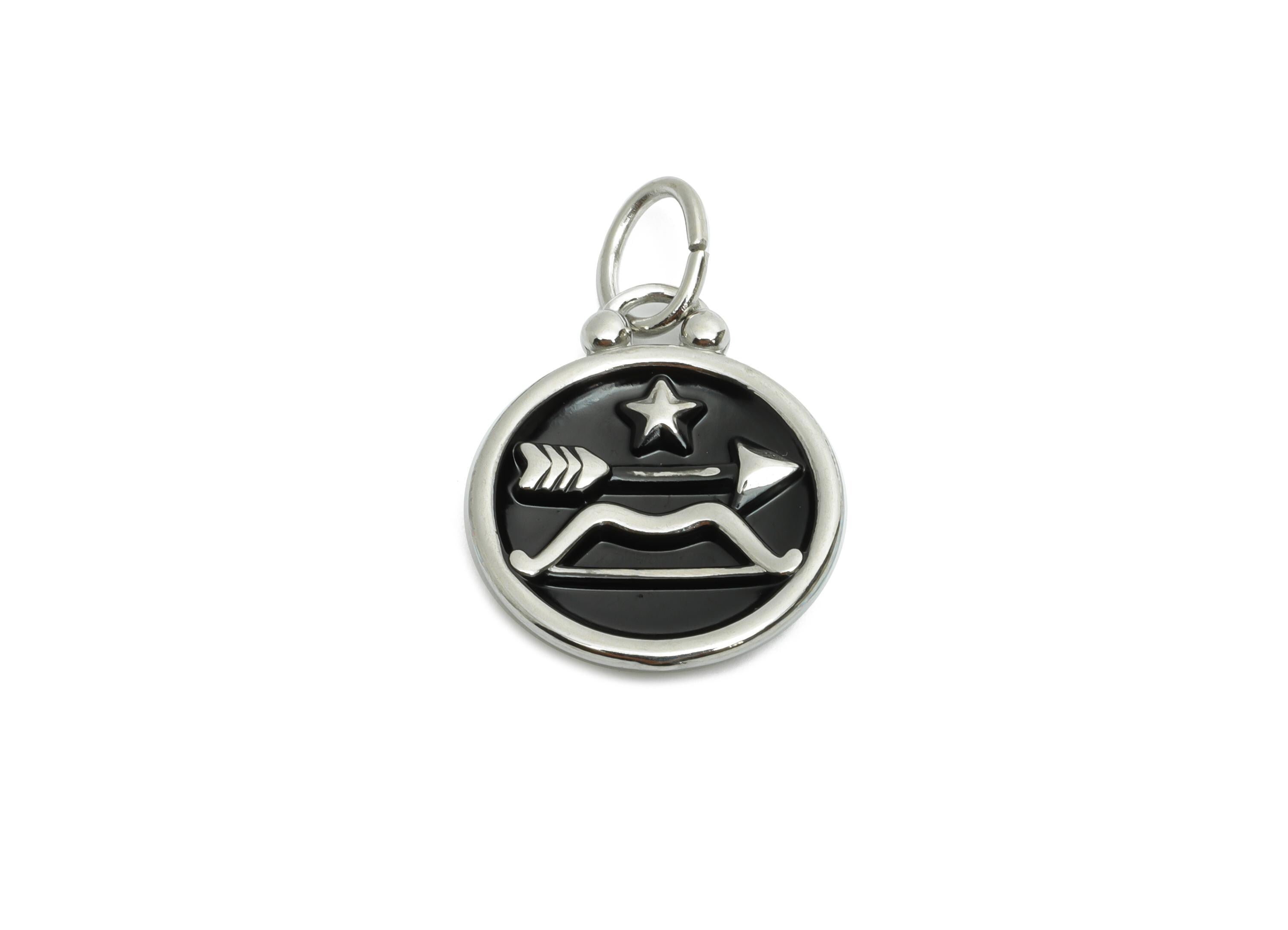 Sagittarius Zodiac Pendant - Enamel Stainless Steel Horoscope Pendant - Arrow Star Astrology Pendant - Modern Jewelry - 20x16x2mm - SS1570 - DOMEDBAZAAR