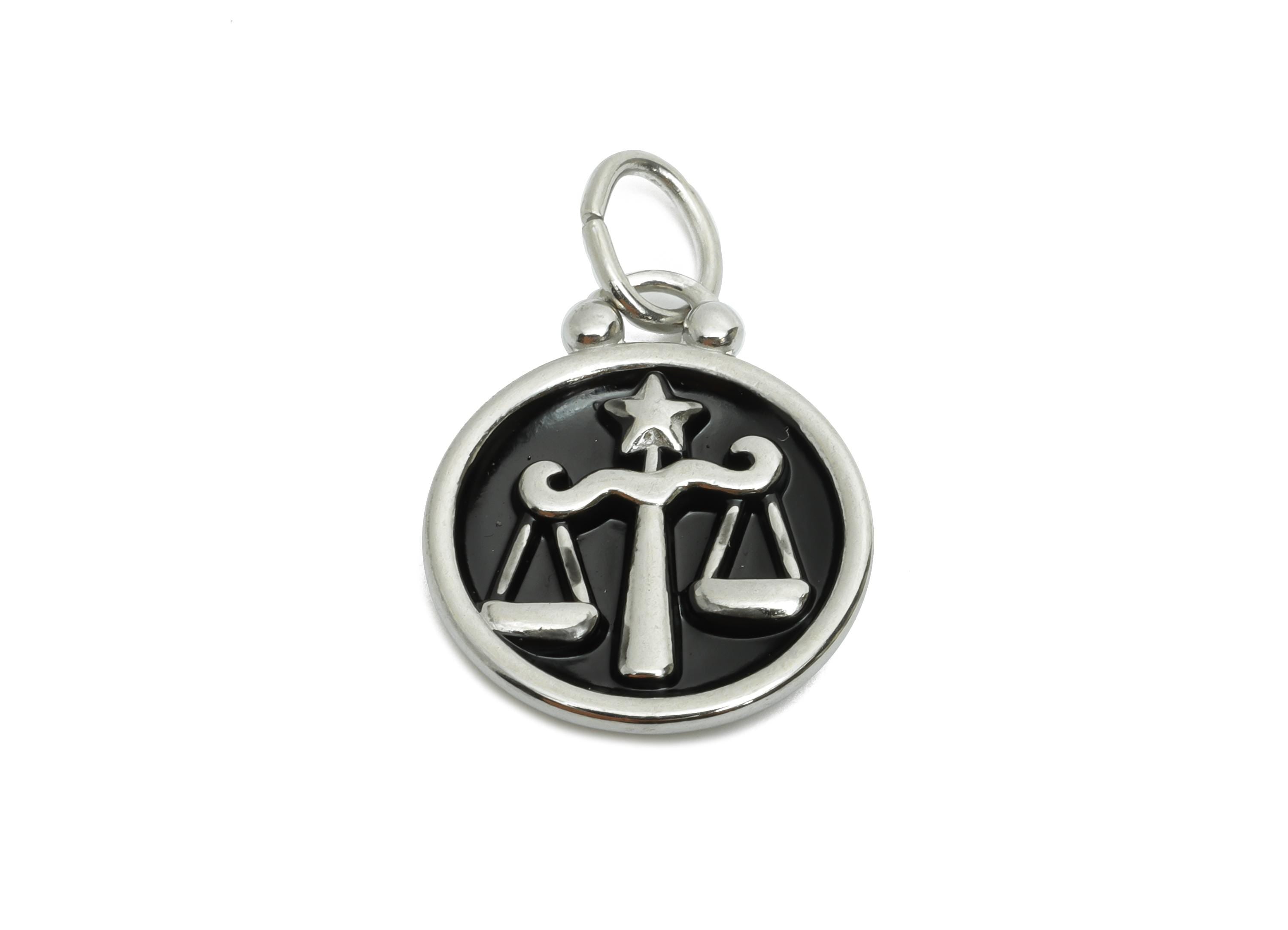 Libra Zodiac Pendant - Enamel Stainless Steel Horoscope Pendant - Scales Star Design Pendant - Modern Astrology Jewelry - 20x16x2mm - SS1561 - DOMEDBAZAAR
