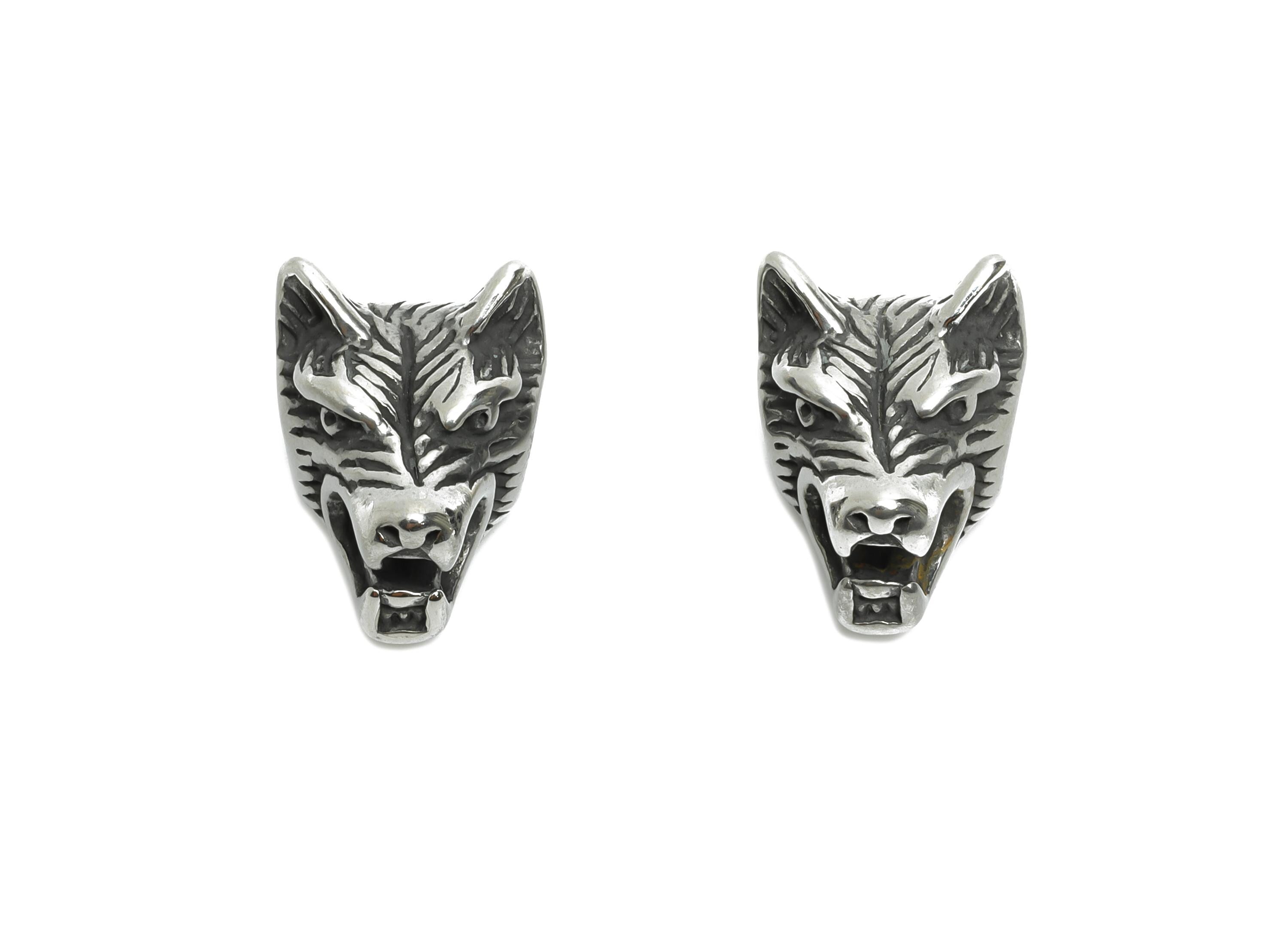 Stainless Steel Wolf Bead - Wolf Spacer Bead for Bracelet - 304 Stainless Steel - Animal Spacer Bead - Steel Finding - 14x10x11.7mm - SS1581 - DOMEDBAZAAR