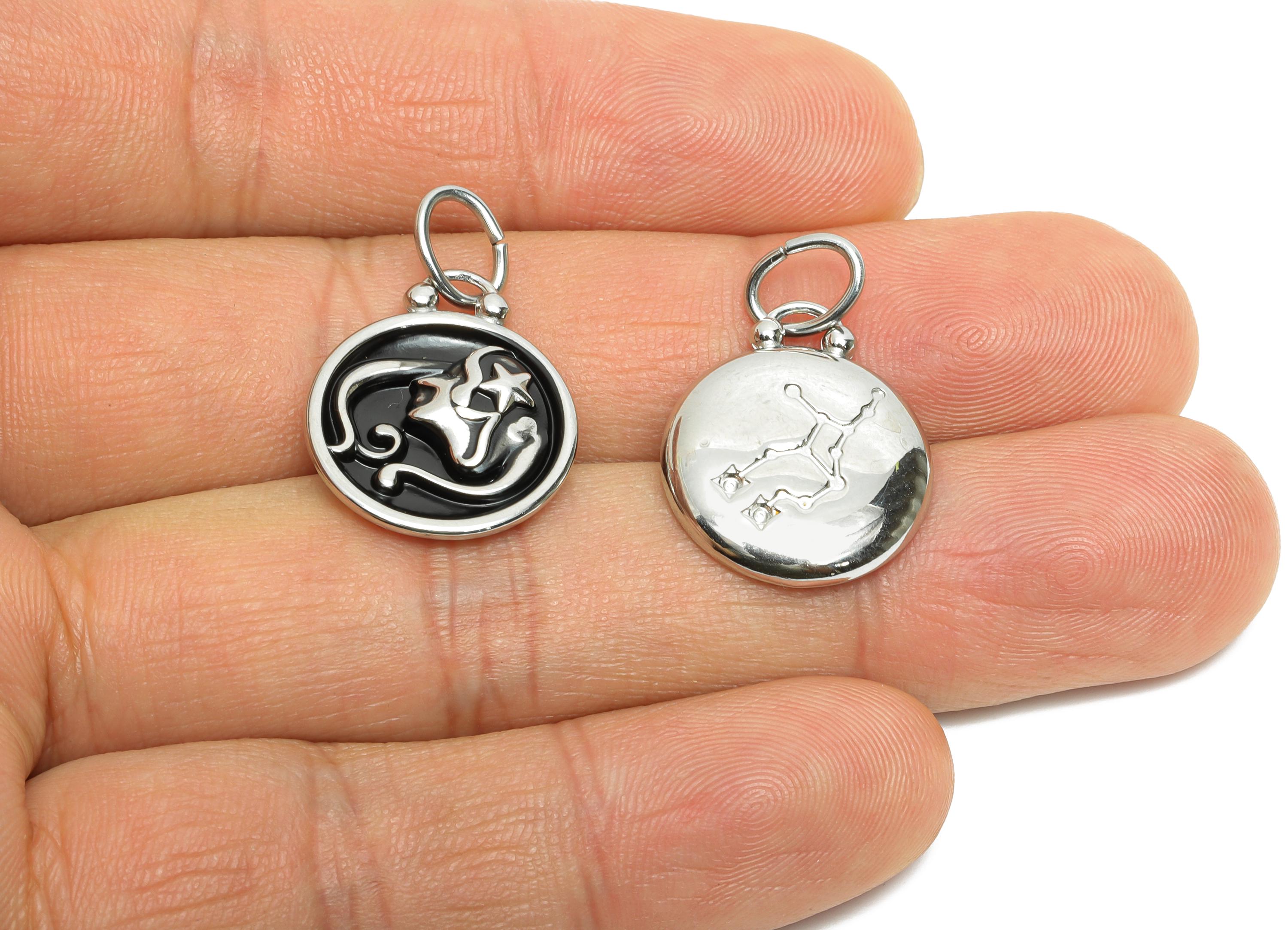 Virgo Zodiac Pendant - Enamel Stainless Steel Horoscope Pendant - Stainless Steel Virgo Charm - Modern Zodiac Pendant - 20x16x2mm - SS1567 - DOMEDBAZAAR