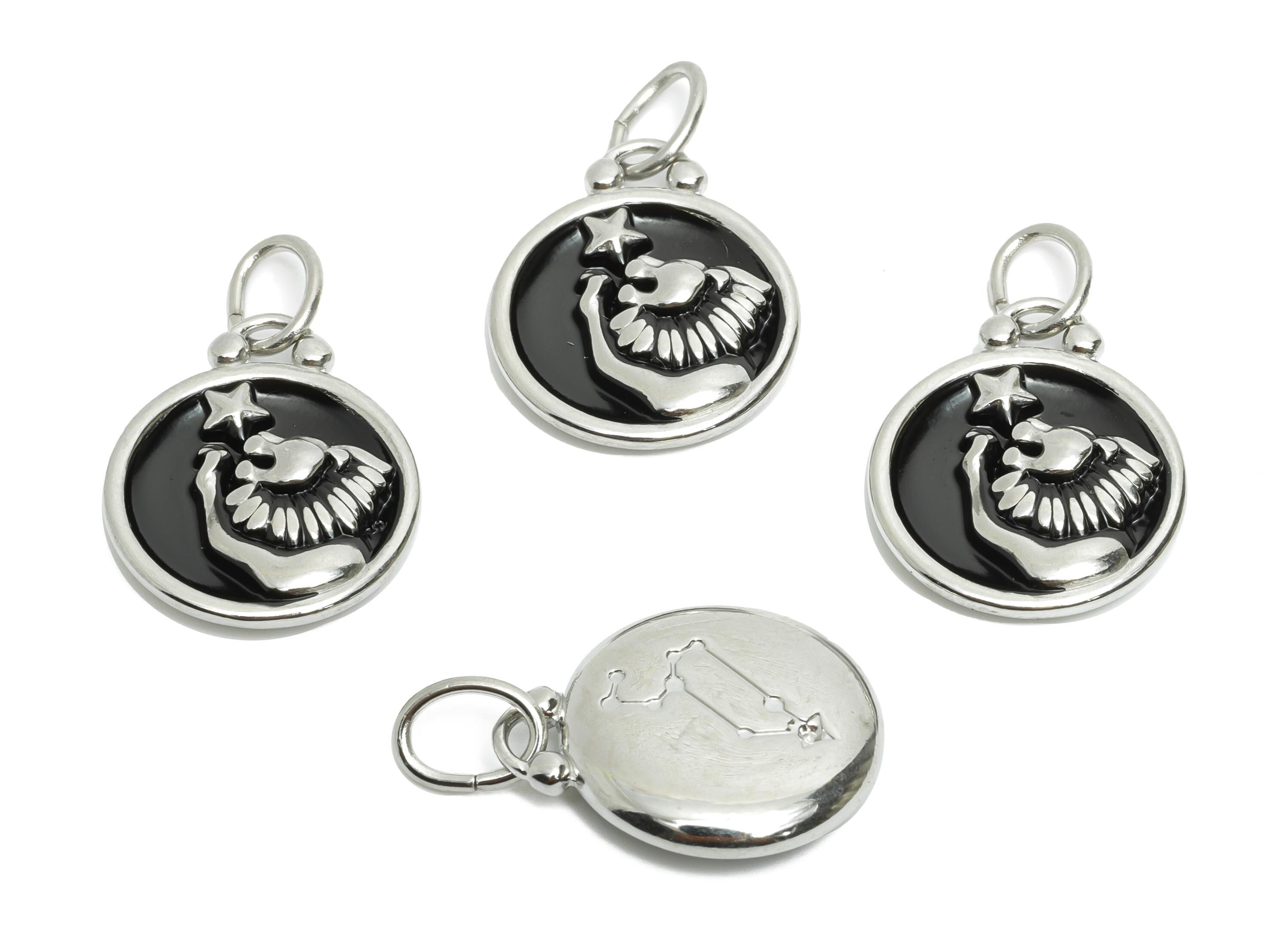 Leo Zodiac Pendant - Black Enamel Stainless Steel Horoscope Pendant - Lion Zodiac Pendant - Modern Astrology Jewelry - 20x16x2mm - SS1566 - DOMEDBAZAAR