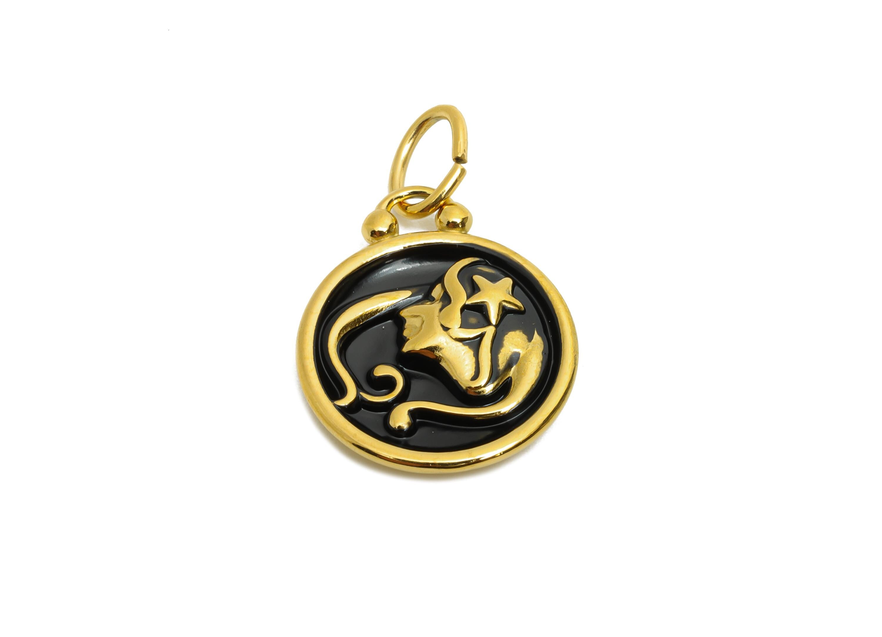 Virgo Zodiac Pendant - Enamel Stainless Steel Horoscope Pendant - Modern Stainless Steel Virgo Charm - Gold Plating - 20x16x2mm - SS1567G - DOMEDBAZAAR