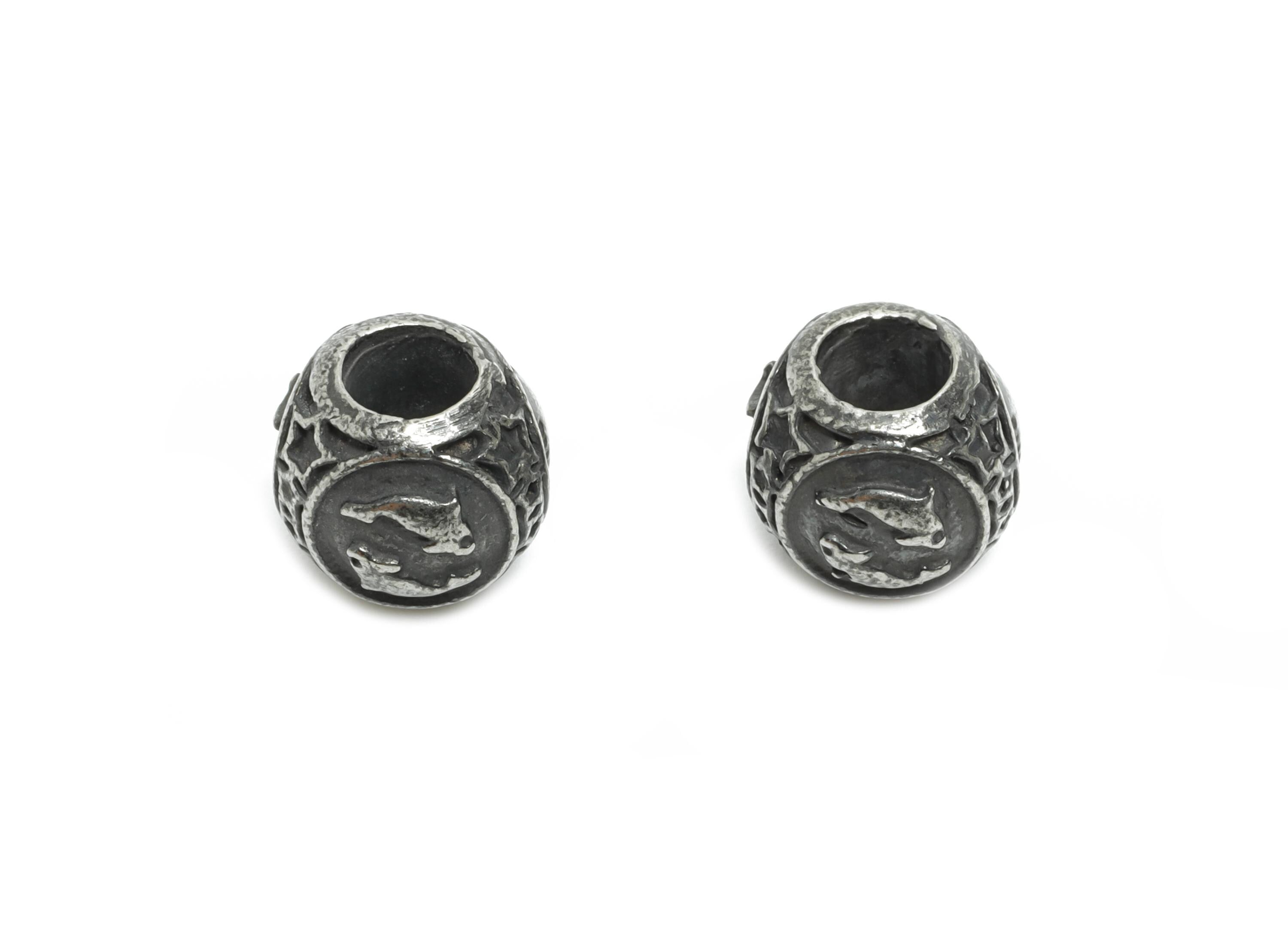 Steel Pisces Zodiac Beads - Astrology Spacer Bead for Bracelet - 304 Stainless Steel - Horoscope Steel Spacer Beads - 9x10x9.7mm - SS1560B - DOMEDBAZAAR