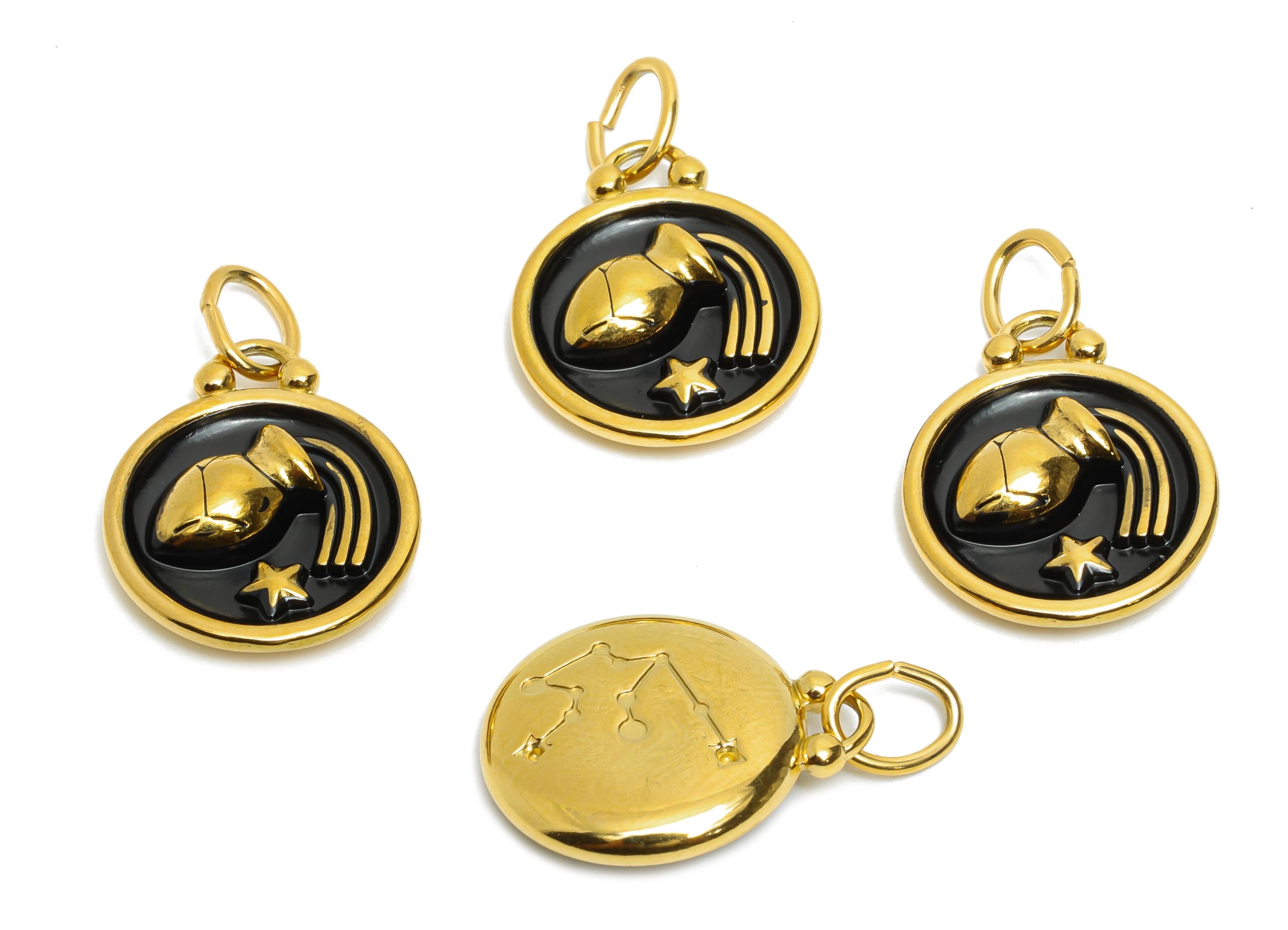 Aquarius Zodiac Pendant - Enamel Stainless Steel Horoscope Pendant - Gold Water Jug Star Pendant - Gold Plating - 20x16x2mm - SS1568G - DOMEDBAZAAR