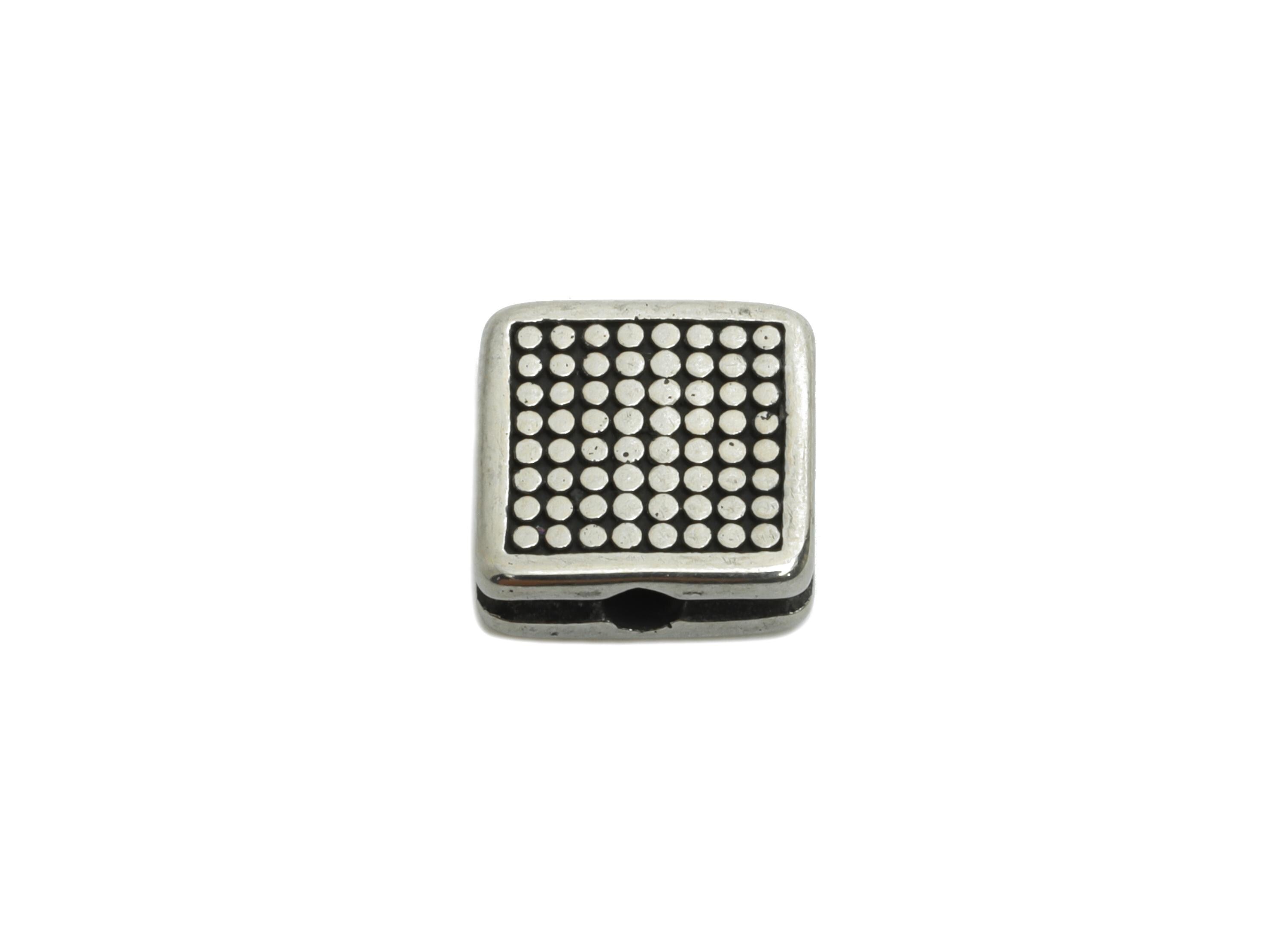 Stainless Steel Grid Bead - Flat Square Spacer Bead for Bracelet - 304 Stainless Steel - Modern Steel Spacer Beads - 9.4x9.4x3.34mm - SS1602 - DOMEDBAZAAR