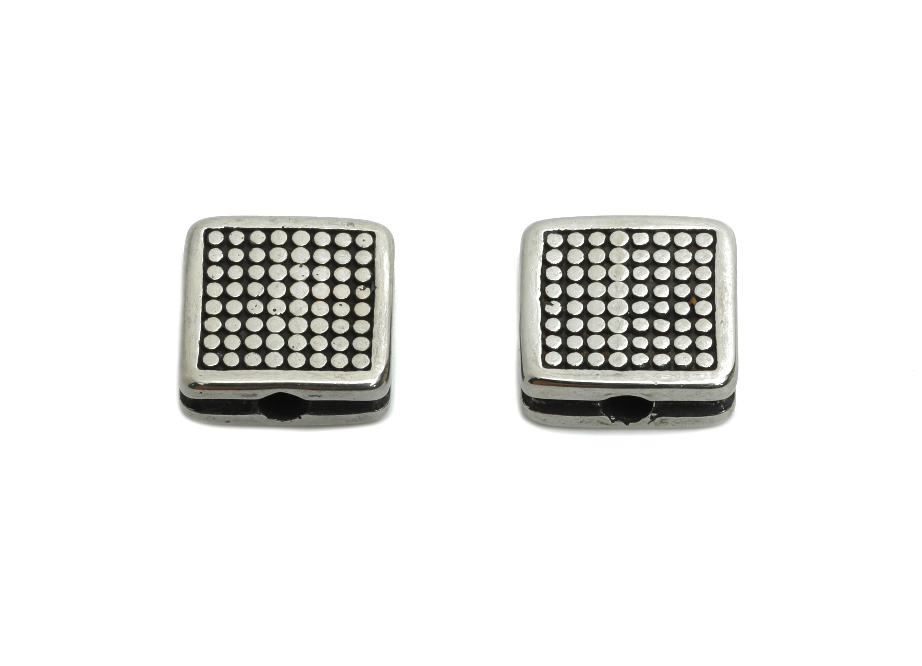 Stainless Steel Grid Bead - Flat Square Spacer Bead for Bracelet - 304 Stainless Steel - Modern Steel Spacer Beads - 9.4x9.4x3.34mm - SS1602 - DOMEDBAZAAR
