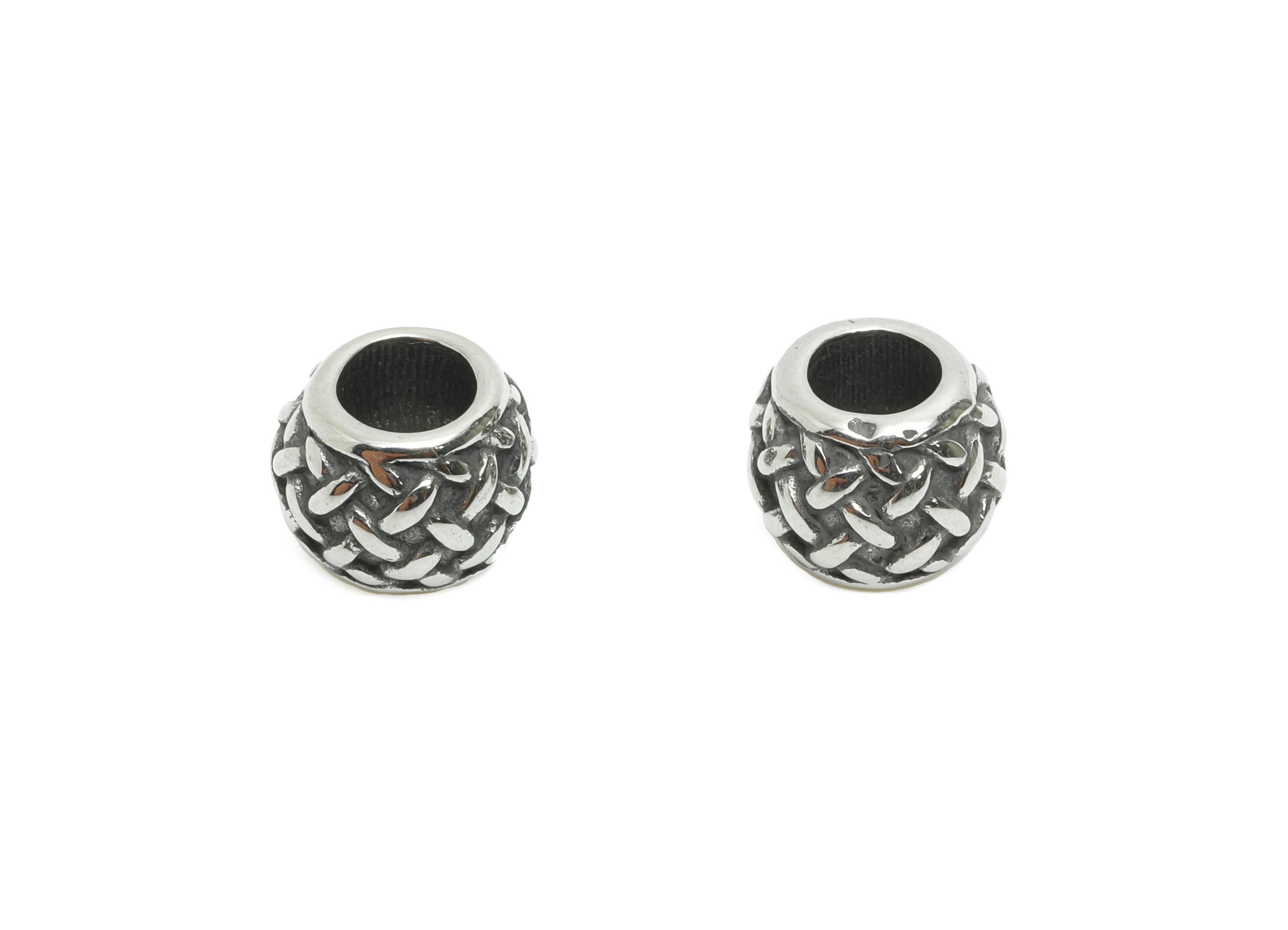Stainless Steel Woven Beads - Vintage Spacer Bead for Bracelet - Braided Design Spacer Bead - DIY Jewelry Woven Beads - 9x9x7.55mm - SS1595 - DOMEDBAZAAR