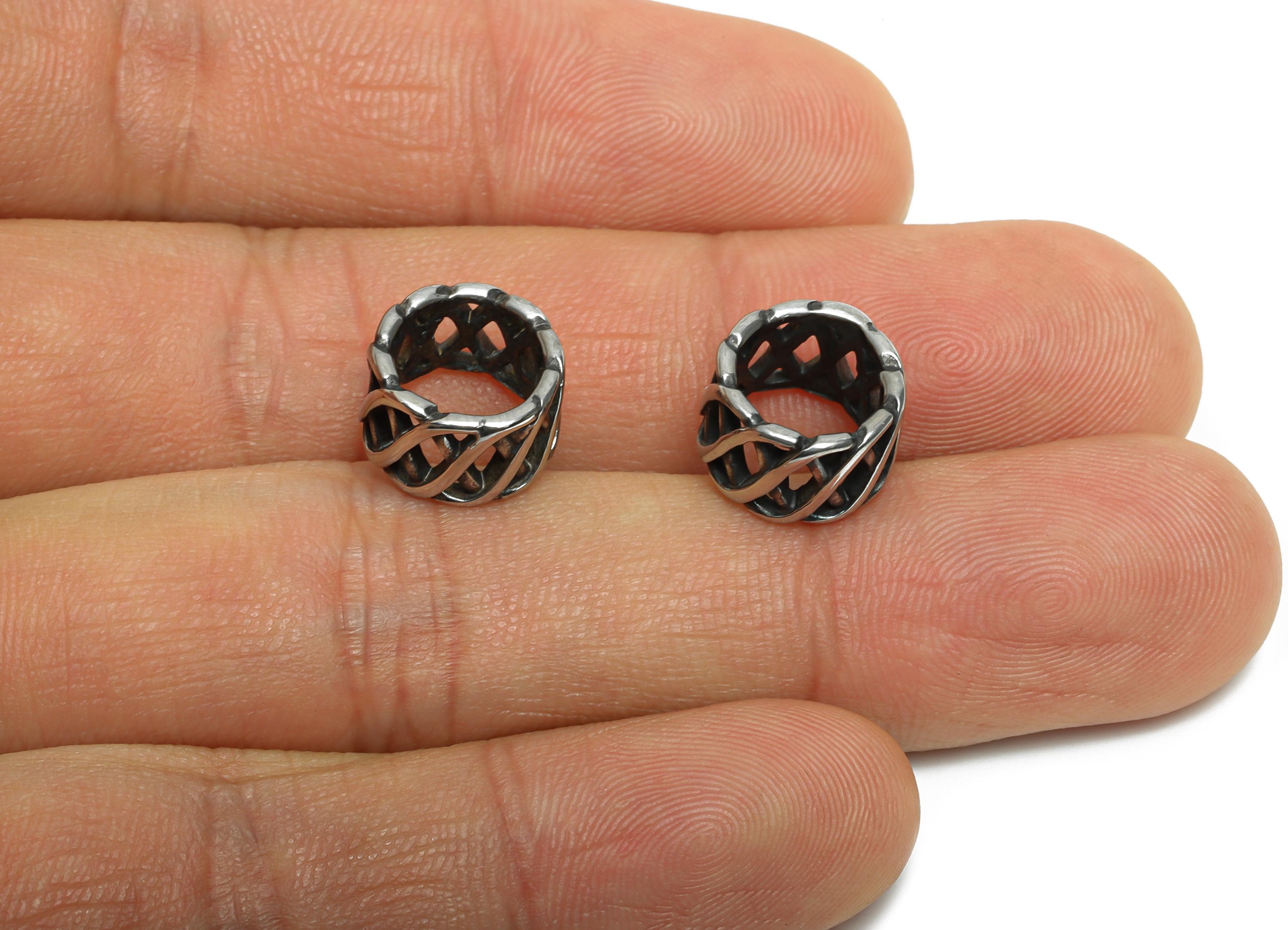 Stainless Steel Mesh Beads - Textured Spacer Bead for Bracelet - Braided Design Spacer Bead - 304 Stainless Steel - 11.4x11.4x7mm - SS1587 - DOMEDBAZAAR