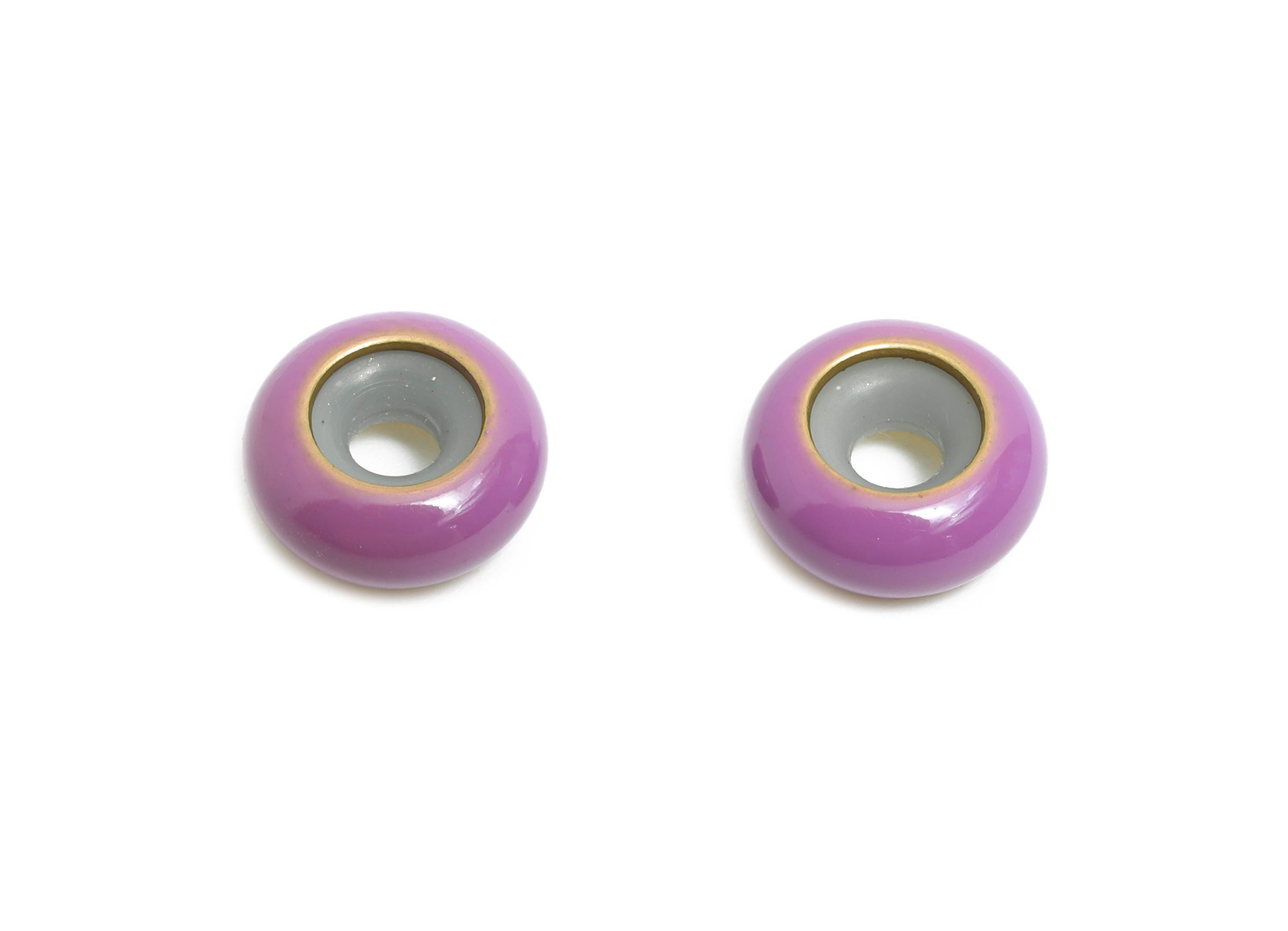 Purple Donut Spacer Bead - Brass Enamel Rubber Bracelet Stopper Bead - Adjustable Rondelle Bead - Silicone Smart Bead - 10x10x4mm -RGP10463H - DOMEDBAZAAR