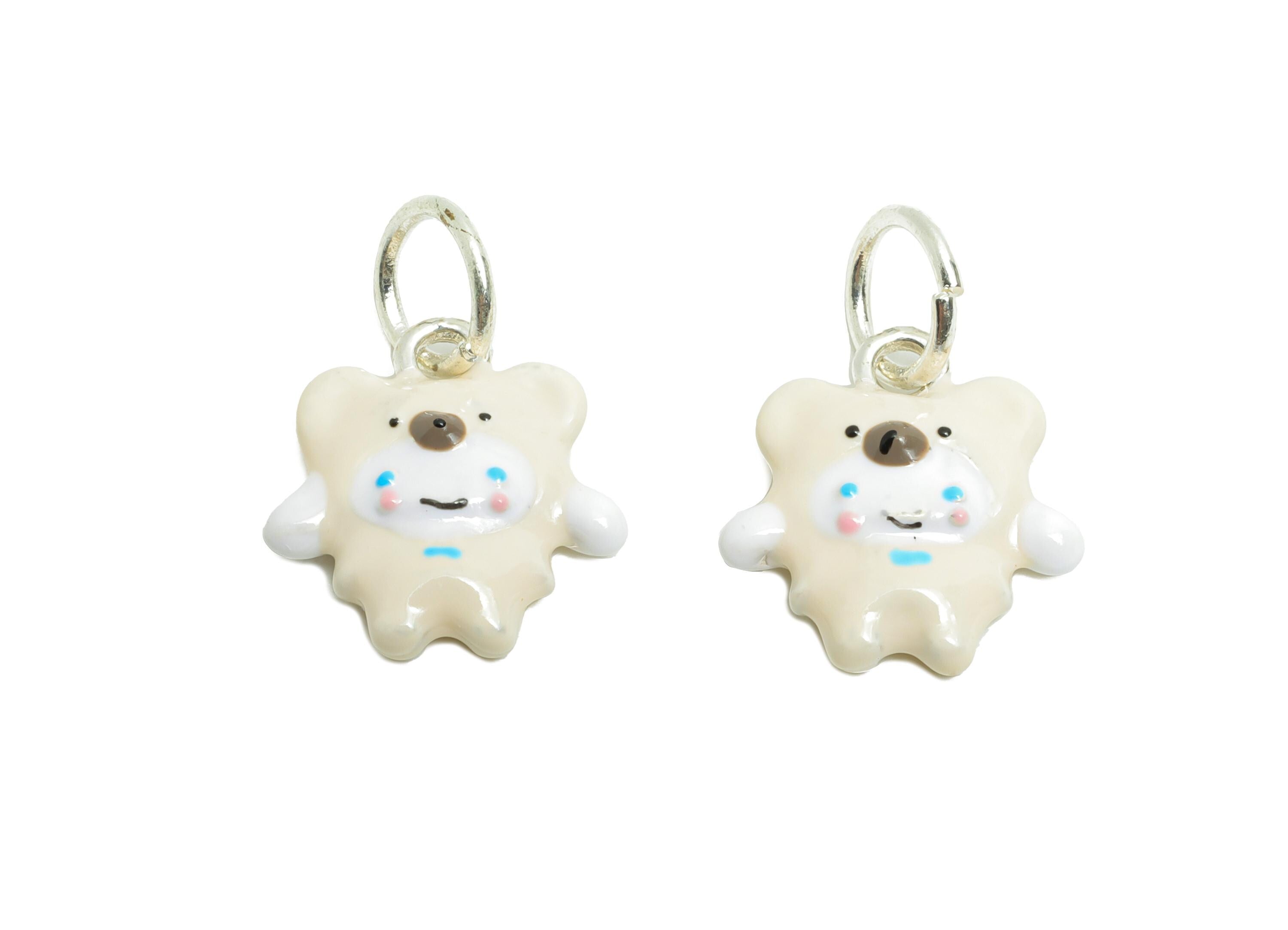 Alloy Bear Charms - Cute Enamel Bear Bracelet Charms - Dainty Alloy Animal Pendant for Kids - Jewelry Component DIY - 20x14x3.93mm - ZZ2074 - DOMEDBAZAAR