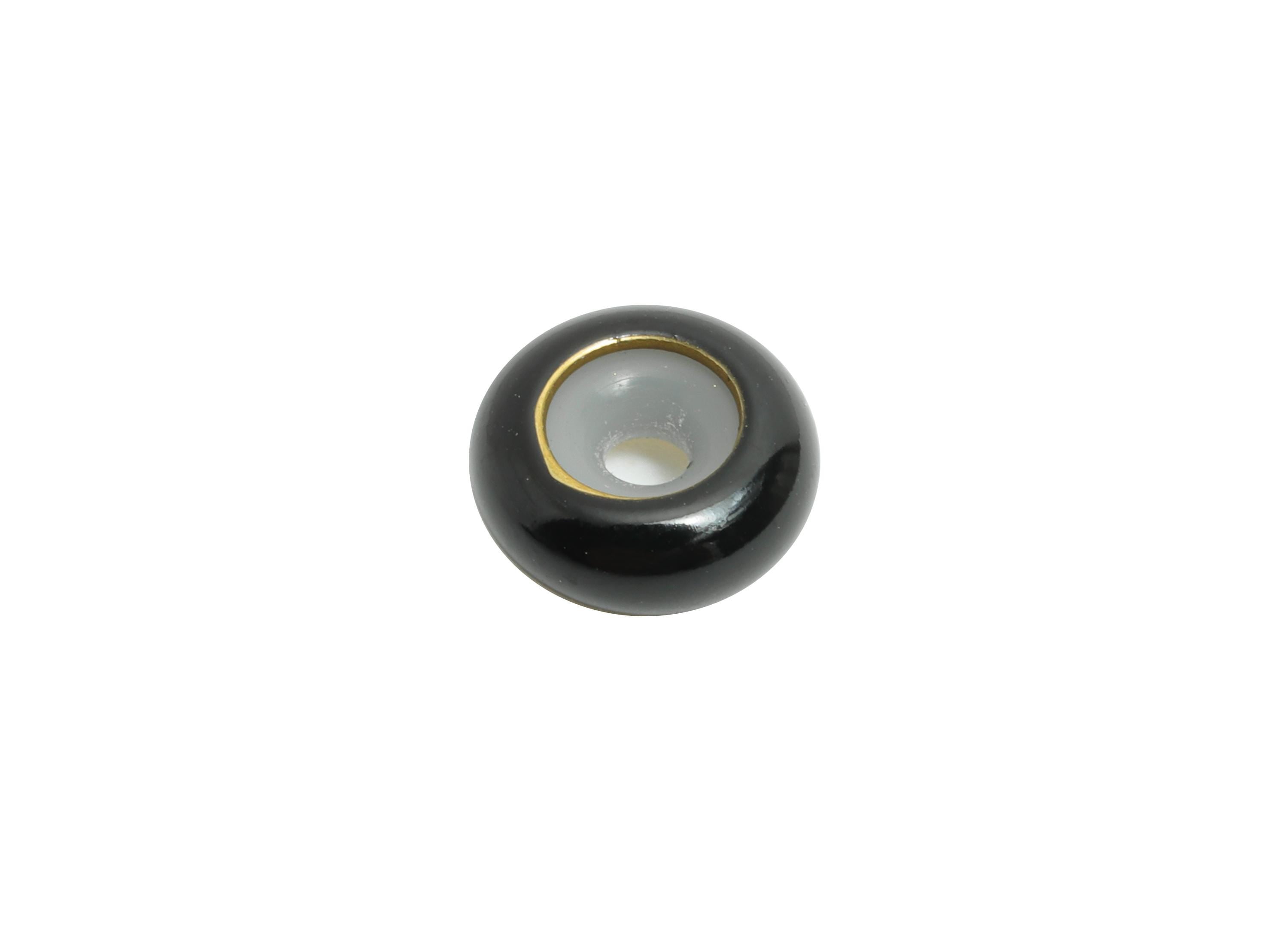 Black Donut Spacer Bead - Brass Enamel Rubber Bracelet Stopper Beads - Adjustable Rondelle Beads - Silicone Smart Bead - 10x10x4mm-RGP10463A - DOMEDBAZAAR