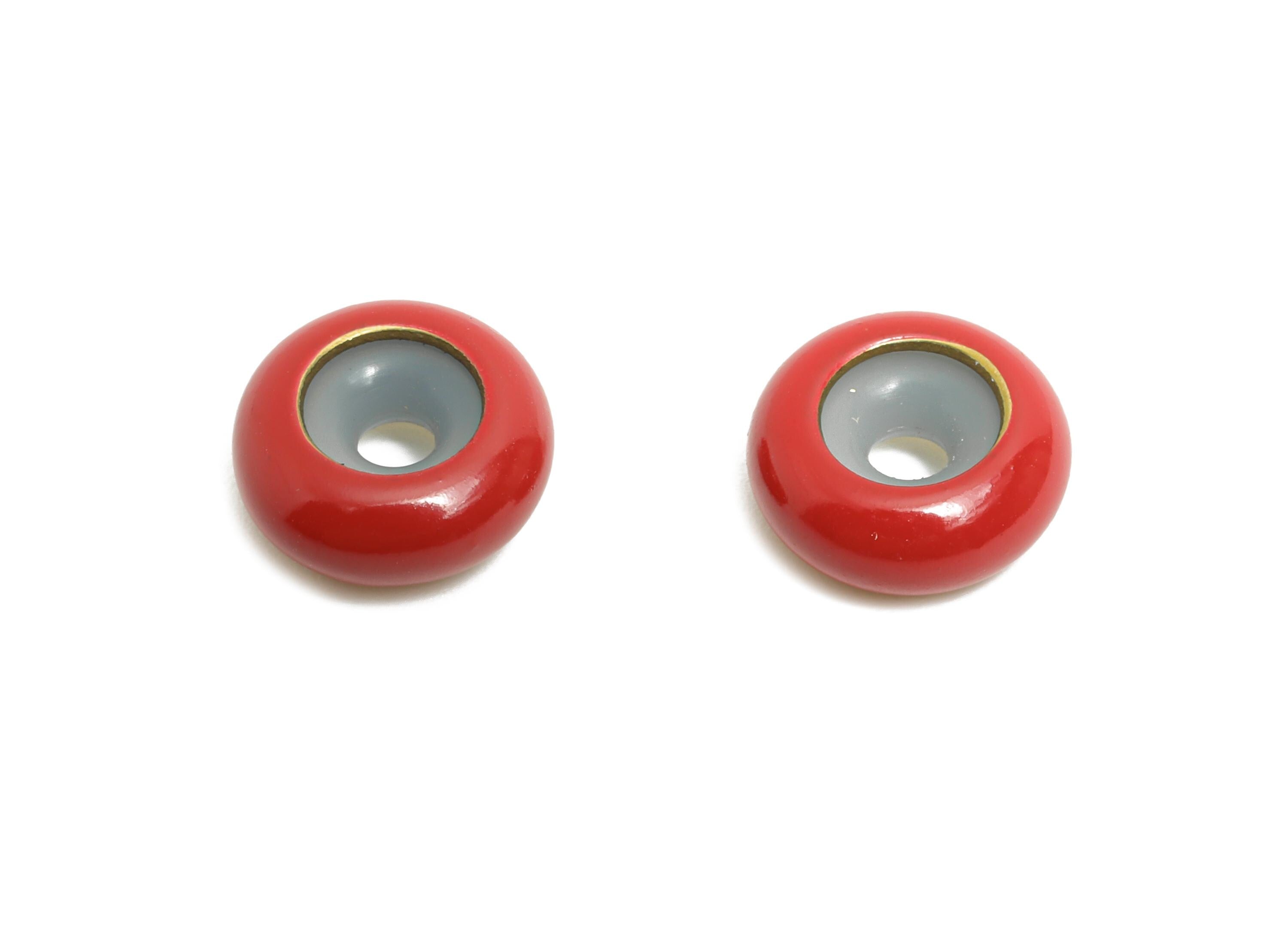 Red Donut Spacer Bead - Brass Enamel Rubber Bracelet Stopper Beads - Adjustable Rondelle Beads - Silicone Smart Bead - 10x10x4mm - RGP10463D - DOMEDBAZAAR