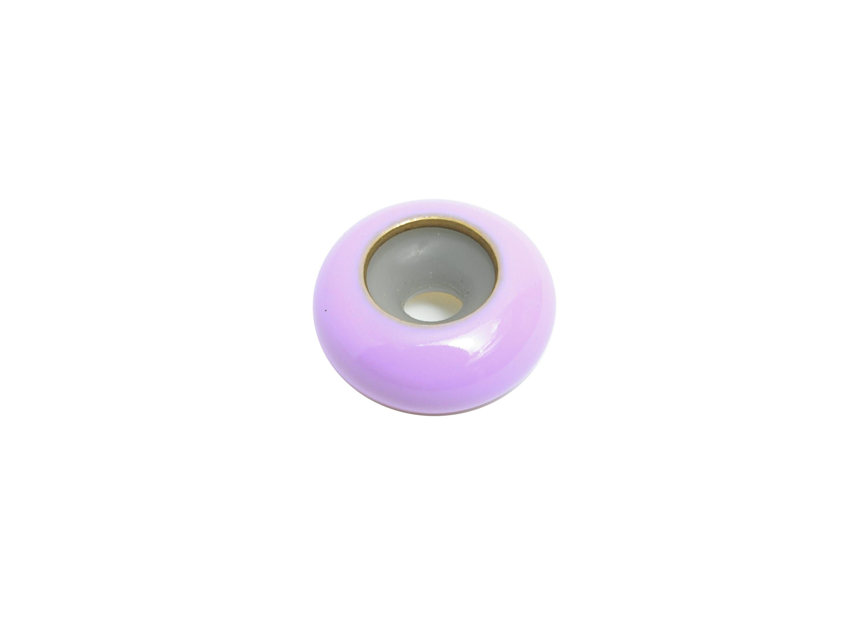 Purple Donut Spacer Bead - Brass Enamel Rubber Bracelet Stopper Bead - Adjustable Rondelle Bead - Silicone Smart Bead - 10x10x4mm -RGP10463I - DOMEDBAZAAR