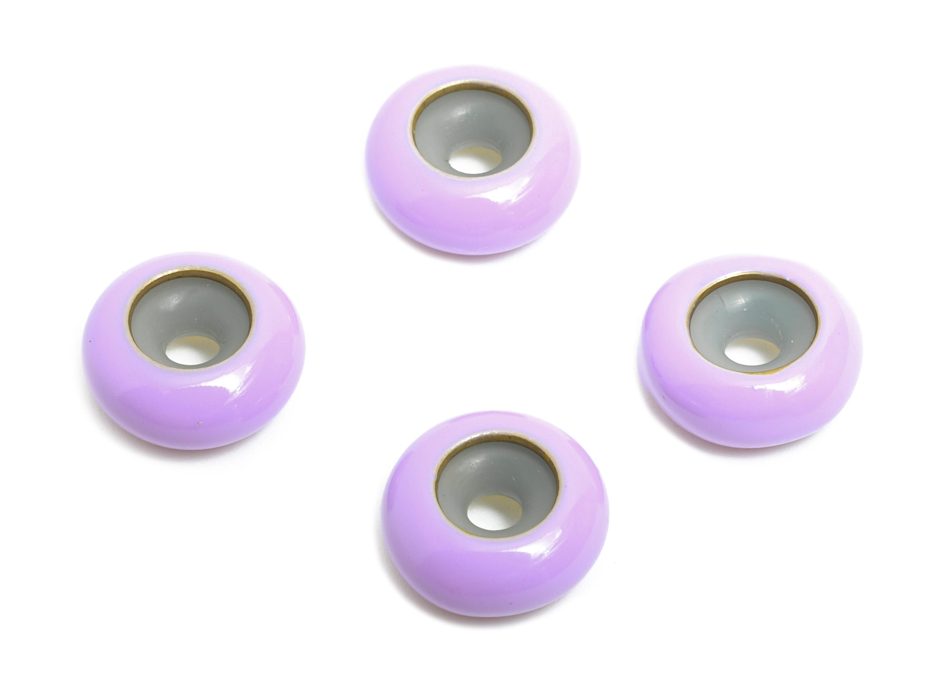 Purple Donut Spacer Bead - Brass Enamel Rubber Bracelet Stopper Bead - Adjustable Rondelle Bead - Silicone Smart Bead - 10x10x4mm -RGP10463I - DOMEDBAZAAR