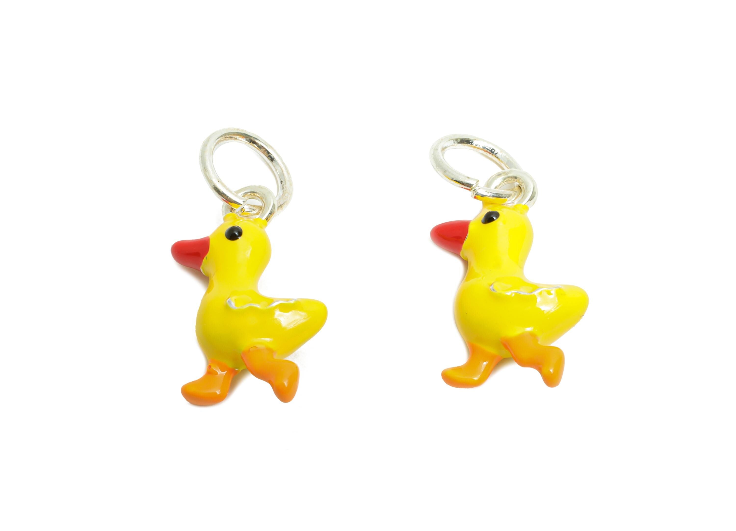 Alloy Duck Charms - Enamel Duck Bracelet Charms - Handmade Alloy Animal Pendant for Kids - Jewelry Accessory DIY - 24.5x10x5.7mm - ZZ2066 - DOMEDBAZAAR