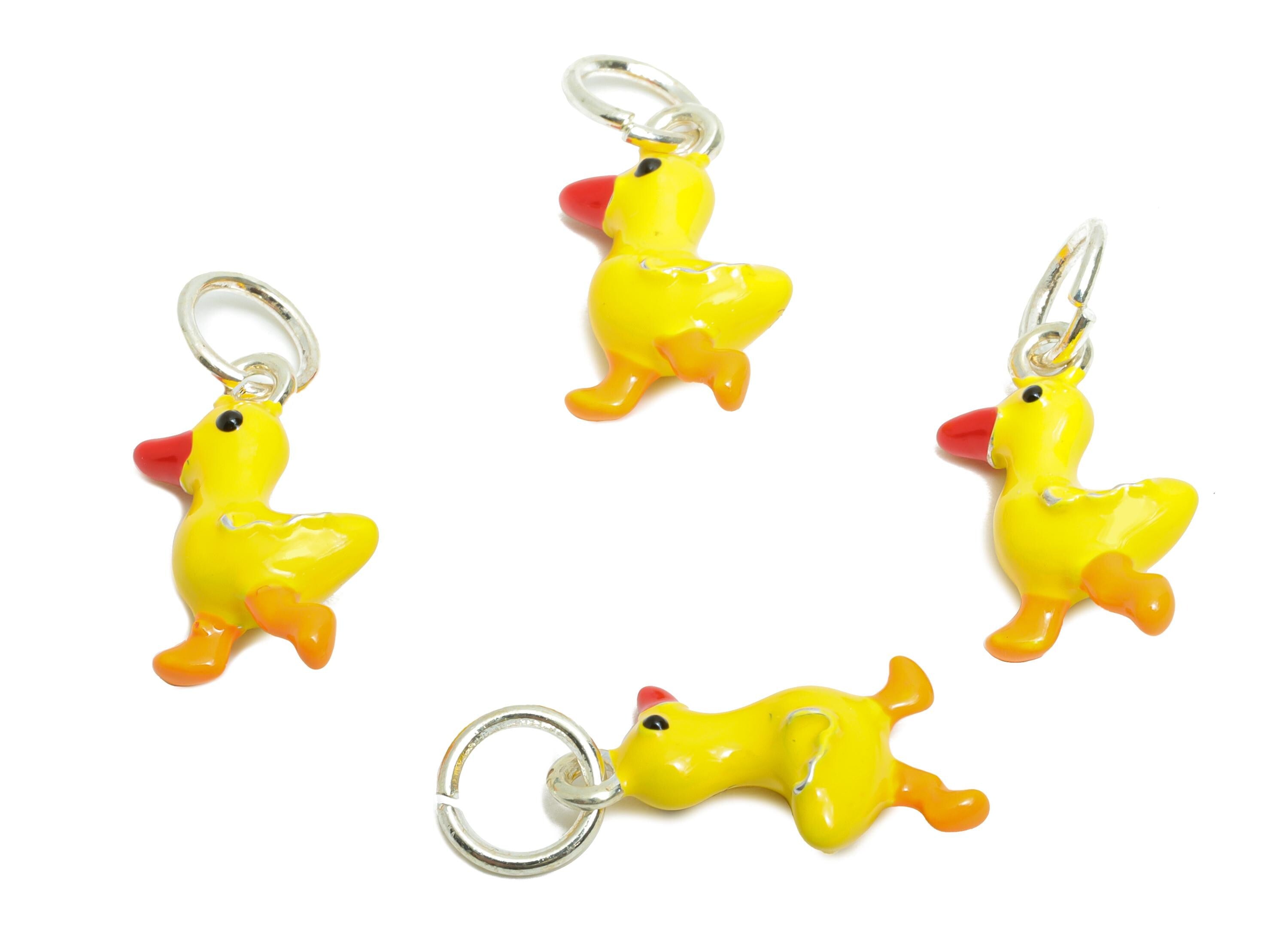 Alloy Duck Charms - Enamel Duck Bracelet Charms - Handmade Alloy Animal Pendant for Kids - Jewelry Accessory DIY - 24.5x10x5.7mm - ZZ2066 - DOMEDBAZAAR