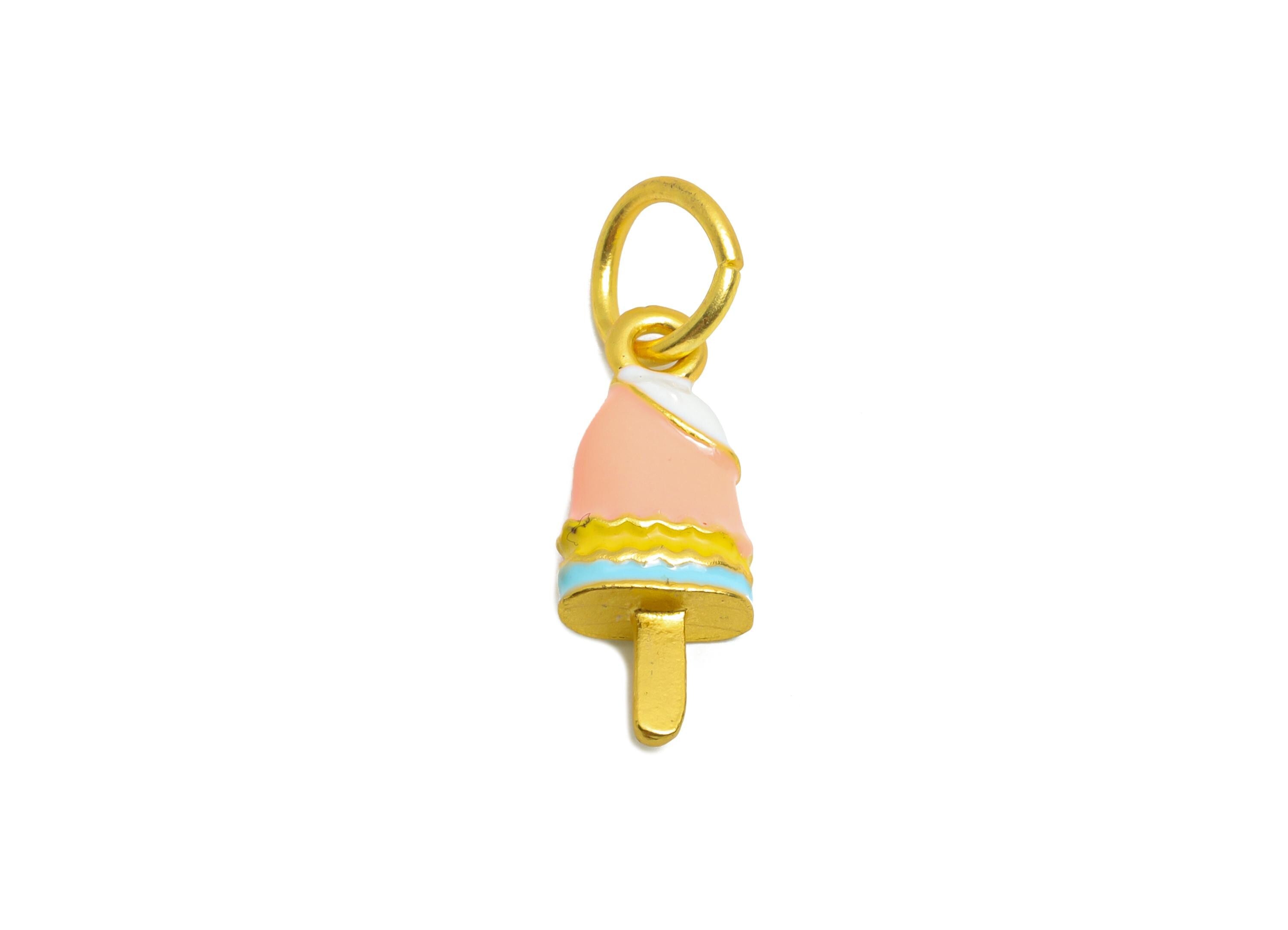 Alloy Ice Cream Bracelet Charms - Colorful Enamel Popsicle Pendant - Dainty Alloy Summer Pendant - Jewelry DIY - 23.91x7.6x4.42mm - ZZ2073 - DOMEDBAZAAR