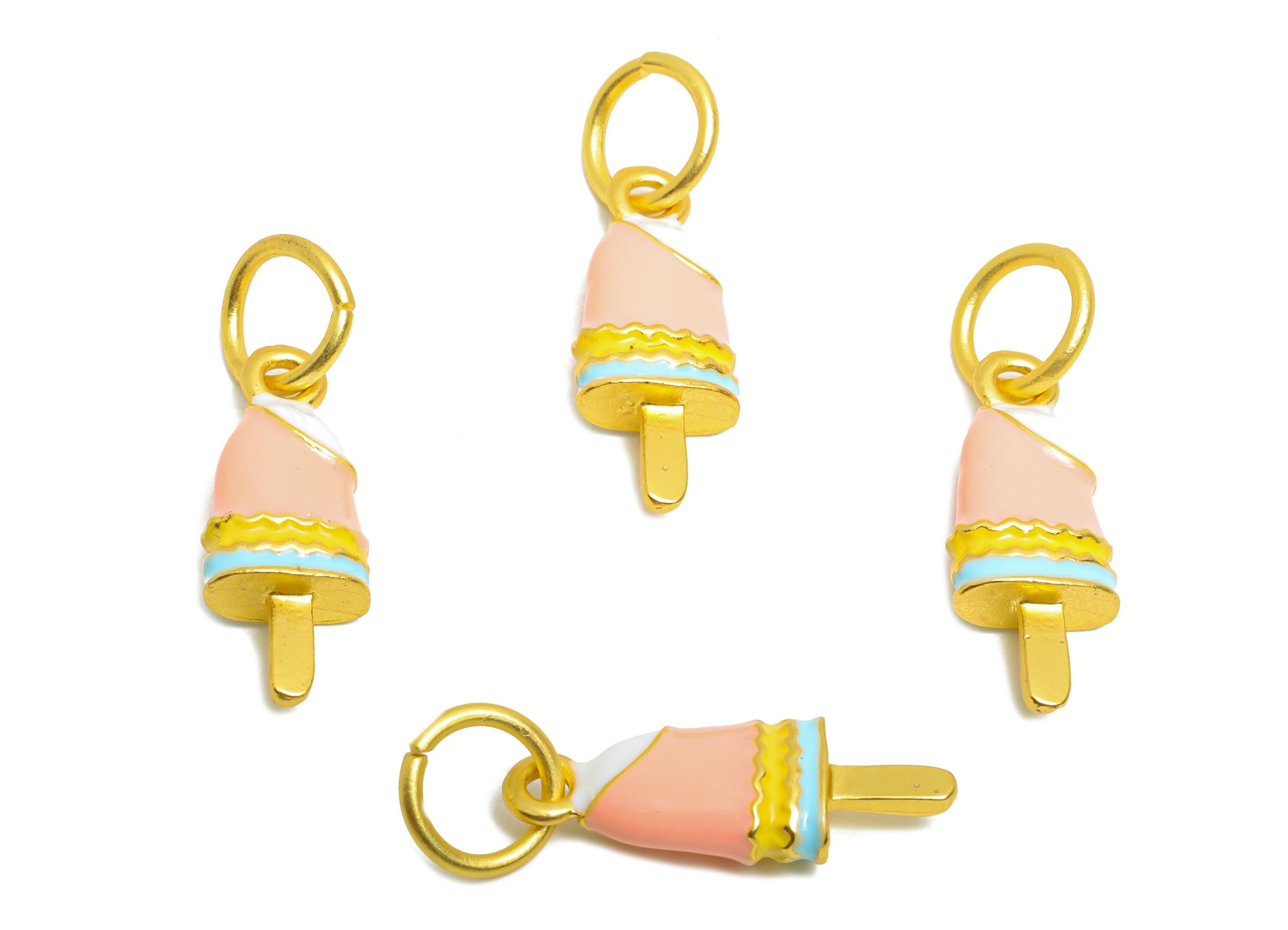 Alloy Ice Cream Bracelet Charms - Colorful Enamel Popsicle Pendant - Dainty Alloy Summer Pendant - Jewelry DIY - 23.91x7.6x4.42mm - ZZ2073 - DOMEDBAZAAR