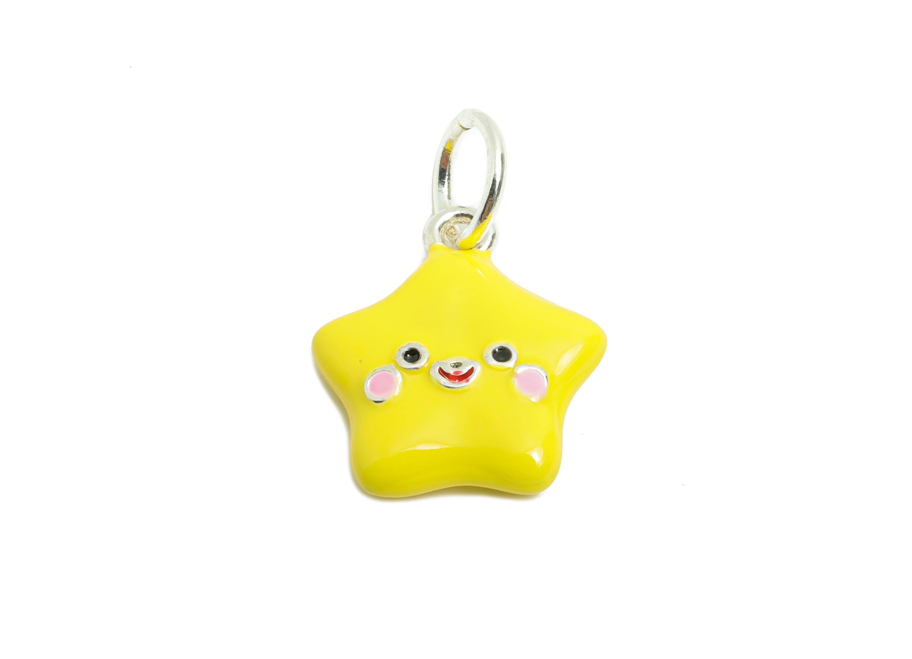 Alloy Cute Star Charm - Colorful Enamel for Bracelet - Kawaii Star Enamel Charm - Fun Happy Bright Yellow Star Charm - 21x15x3.8mm - ZZ2058 - DOMEDBAZAAR