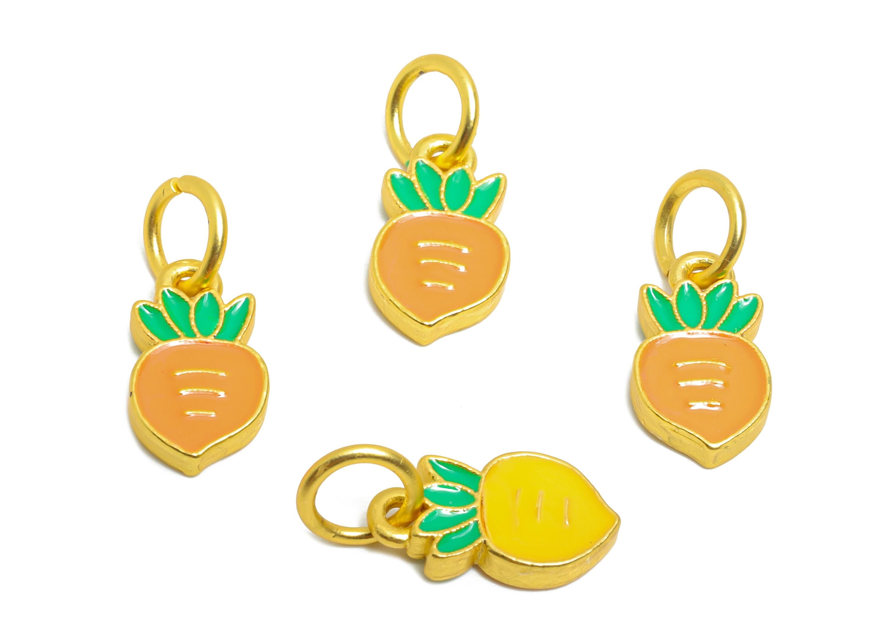 Alloy Carrot Bracelet Charms - Dainty Enamel Carrot Pendant - Kawaii Alloy Vegetable Pendant - Jewelry Making DIY - 19x8.3x2.49mm - ZZ2071 - DOMEDBAZAAR