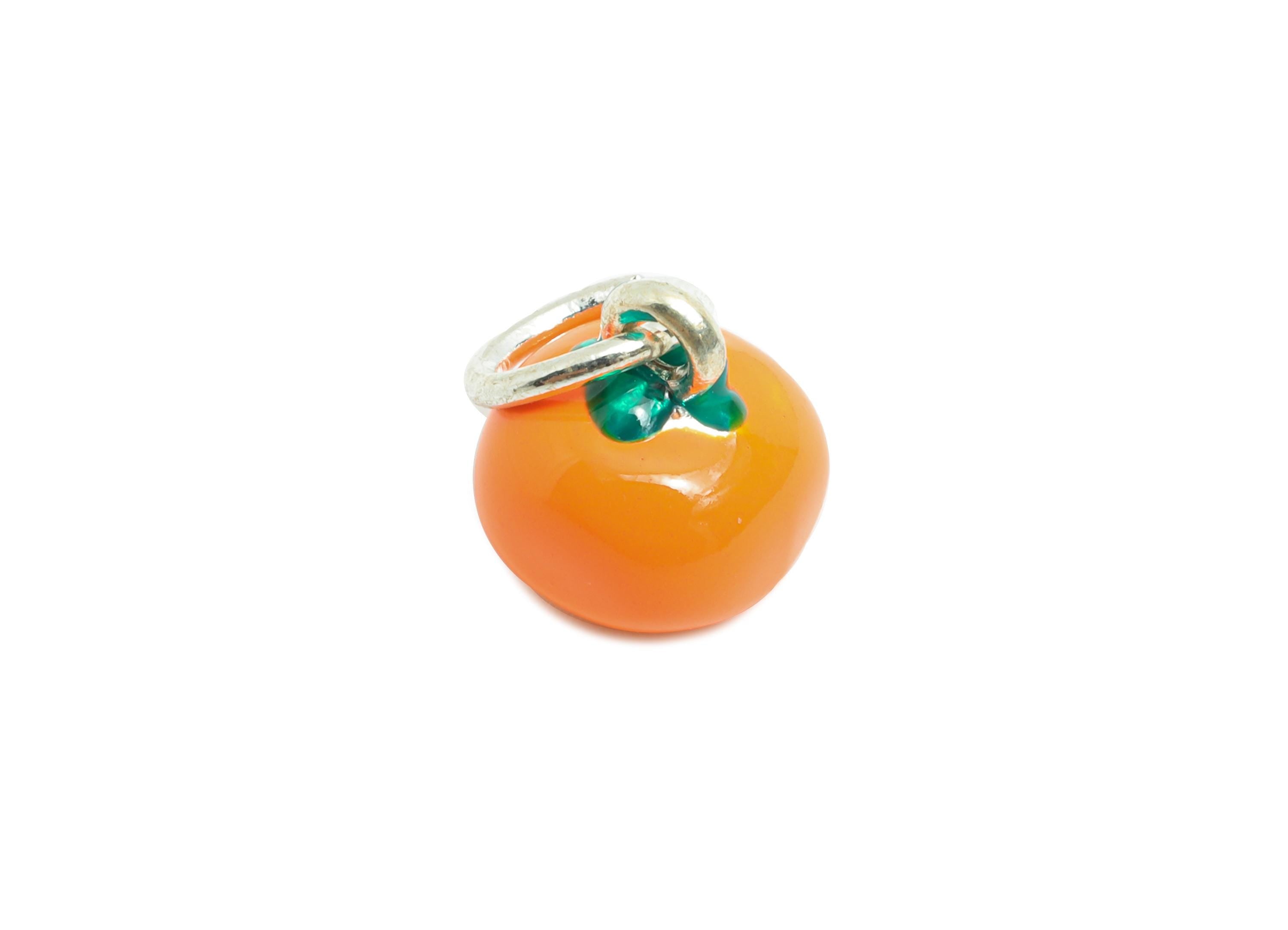 Alloy Orange Charm - Colorful Enamel for Bracelet - Miniature Playful Fruit Pendant - DIY Cute Orange Enamel Charm - 14x9.53x9.9mm - ZZ2064 - DOMEDBAZAAR
