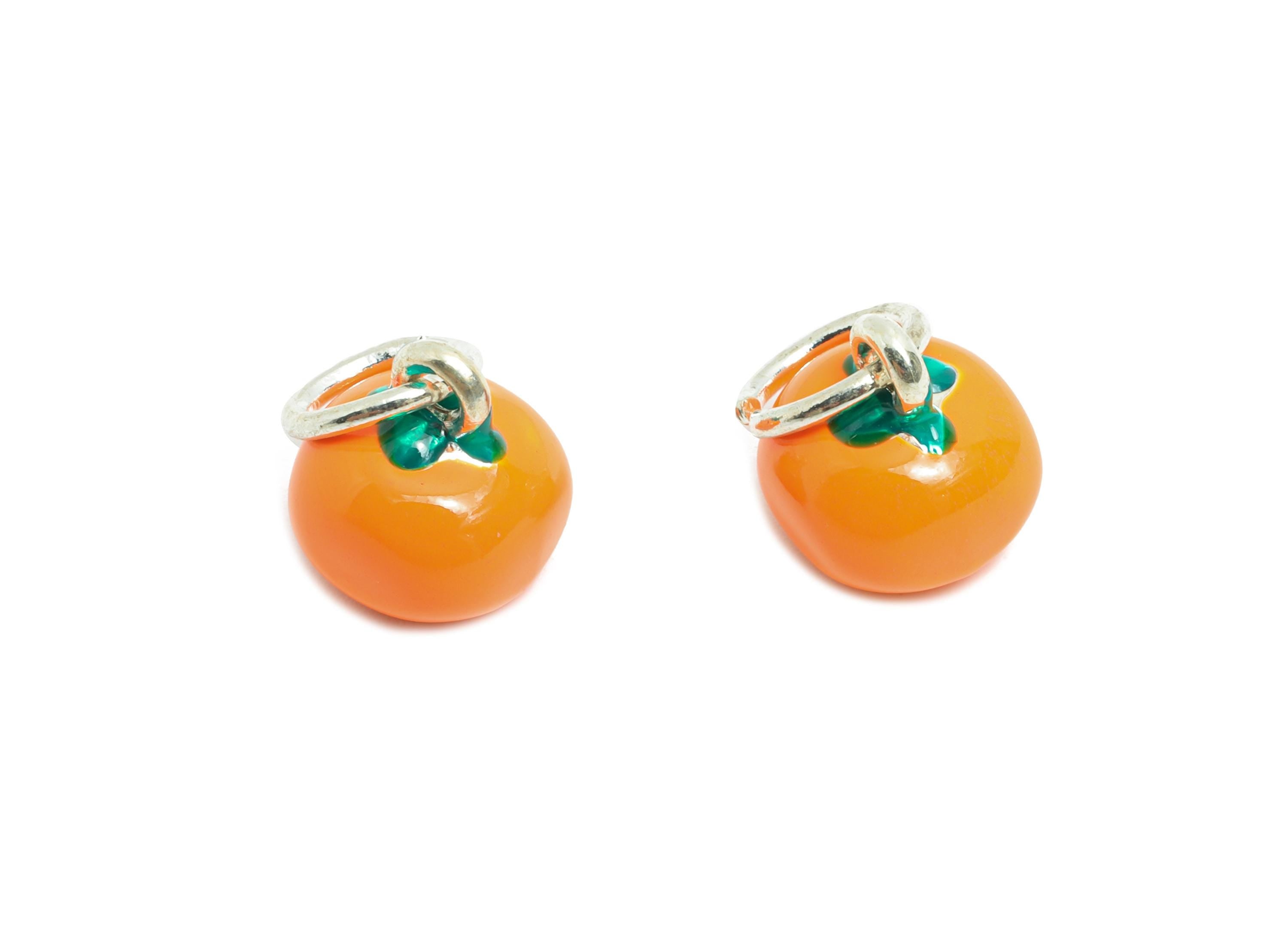 Alloy Orange Charm - Colorful Enamel for Bracelet - Miniature Playful Fruit Pendant - DIY Cute Orange Enamel Charm - 14x9.53x9.9mm - ZZ2064 - DOMEDBAZAAR