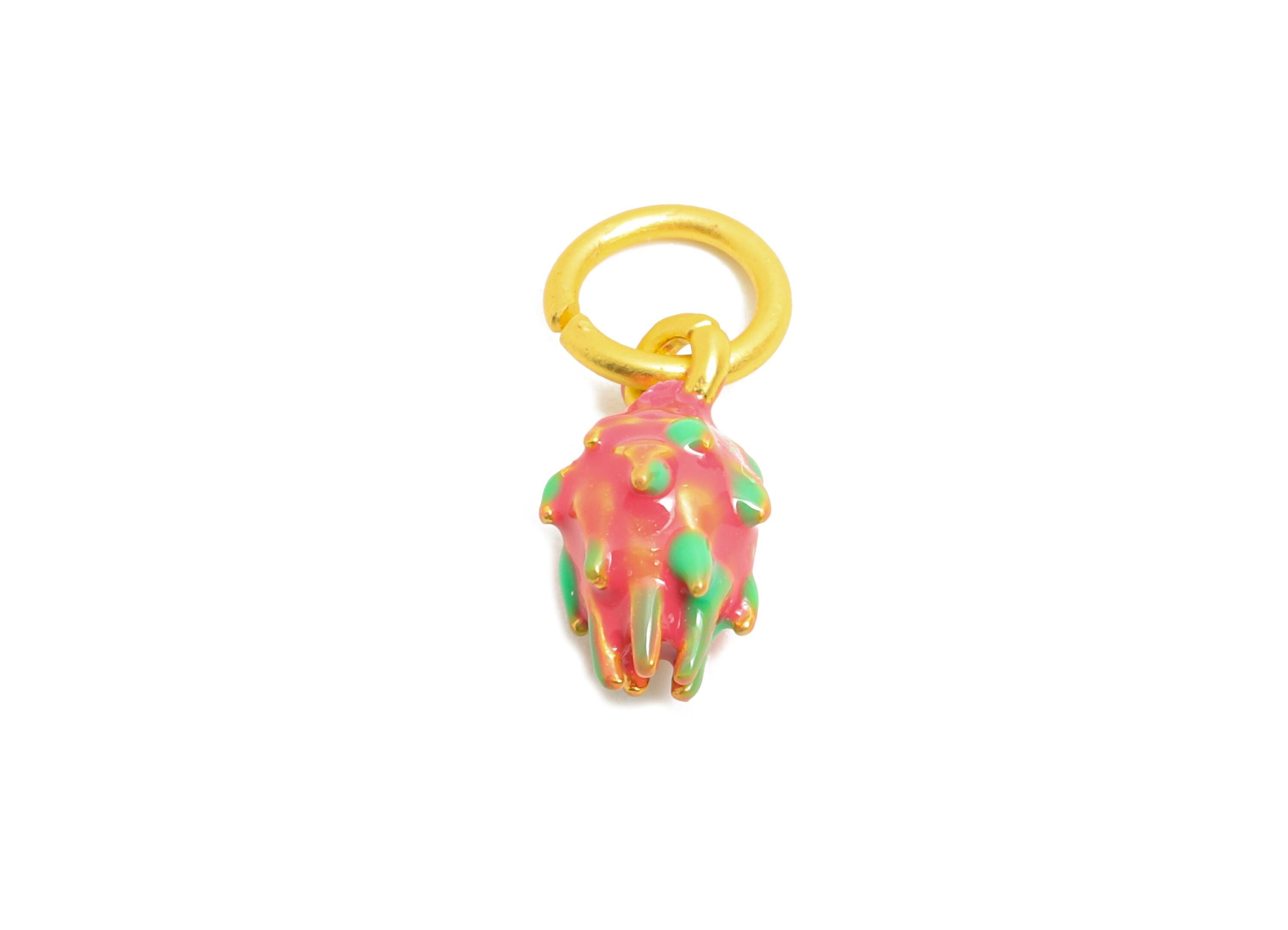 Alloy Pitaya Charm - Colorful Enamel for Bracelet - Miniature Playful Fruit Pendant - DIY Cute Pitaya Enamel Charm - 16x6x6.41mm - ZZ2060 - DOMEDBAZAAR