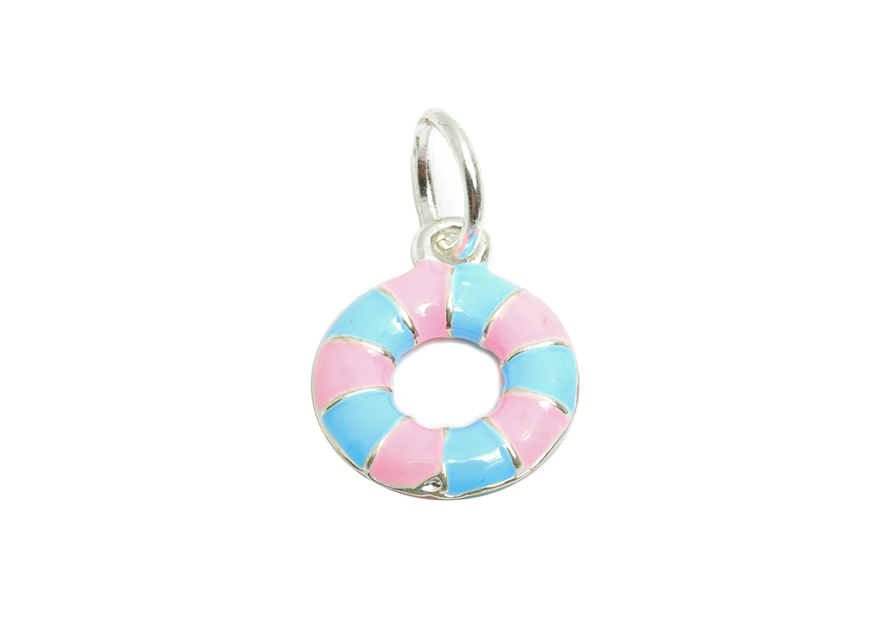 Alloy Donut Charms - Enamel Sweet Pendant - Striped Donut Charm - Miniature Dessert Charm - Whimsical Donut Jewelry - 20x12.54x2mm - ZZ2068 - DOMEDBAZAAR