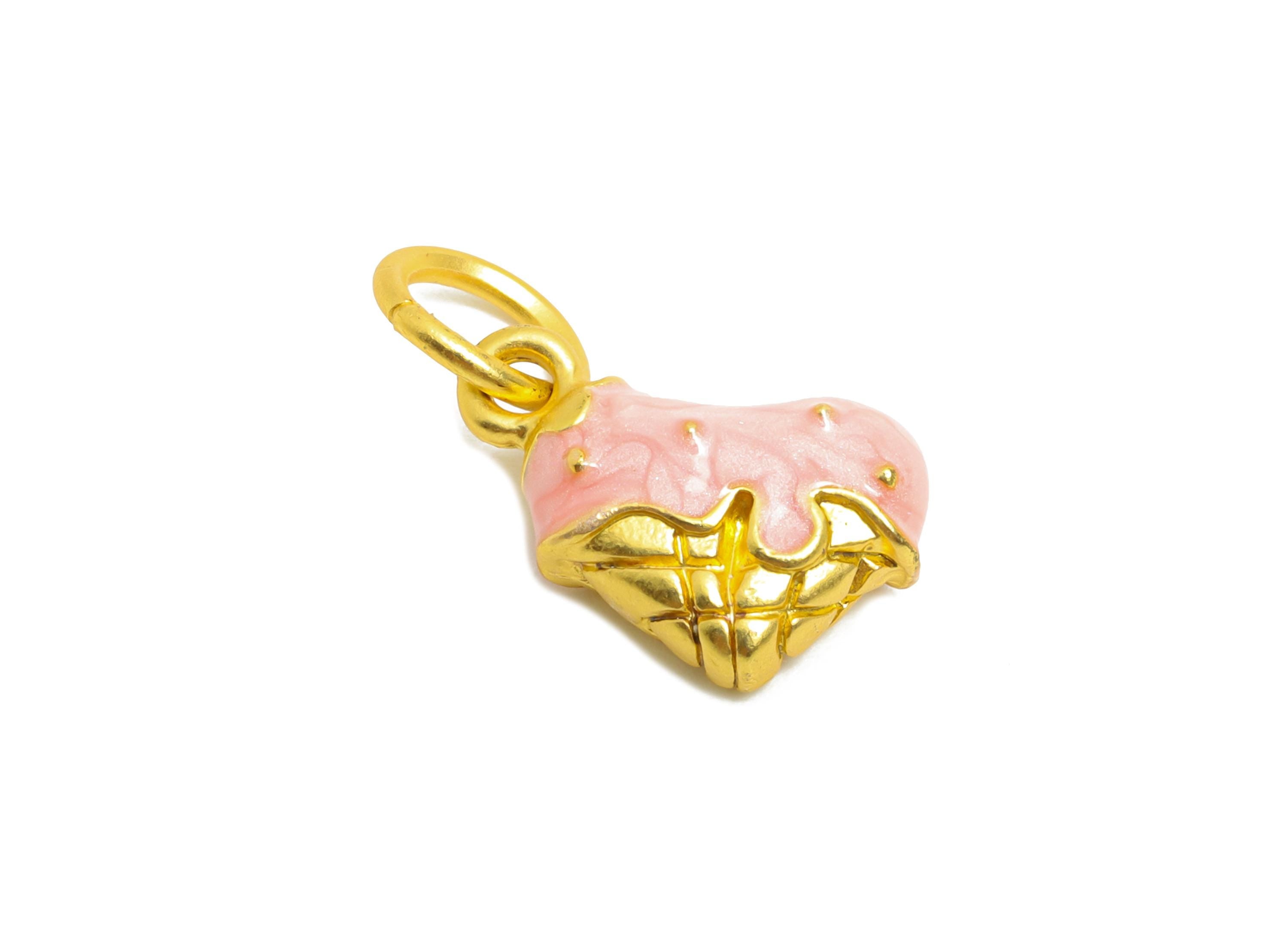 Ice Cream Cone Charm - Enamel Sweet Pendant - Sweet Treat Jewelry Charm - Kawaii Ice Cream Pendant - Lover&#39;s Jewelry - 14x9x4.53mm - ZZ2080 - DOMEDBAZAAR