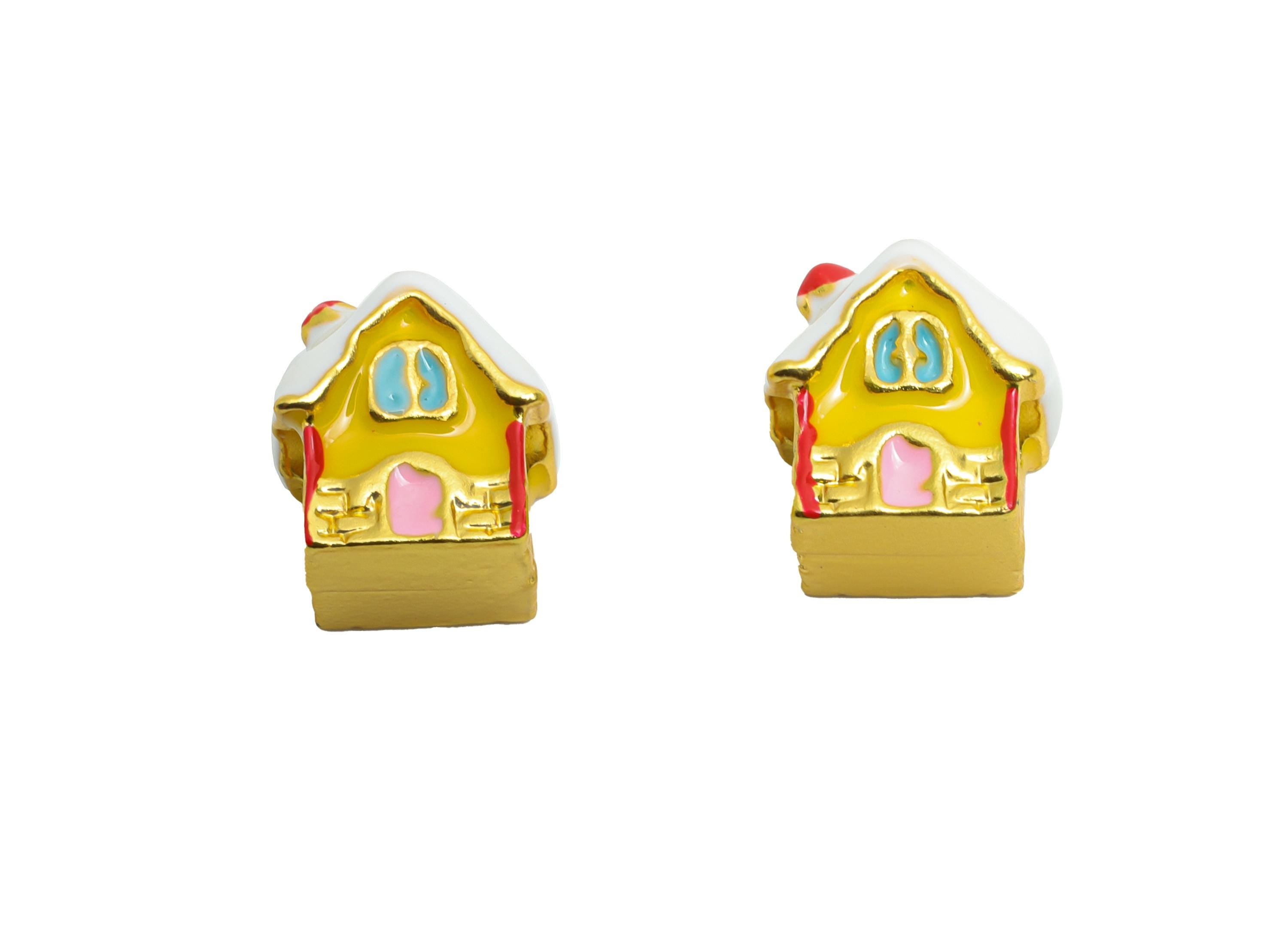 Alloy Cottage Spacer Beads - Colorful Enamel House Bracelet Beads - Fun Alloy House Charms - Jewelry Accessory - 11.28x9.72x7.54mm - ZZ2088 - DOMEDBAZAAR