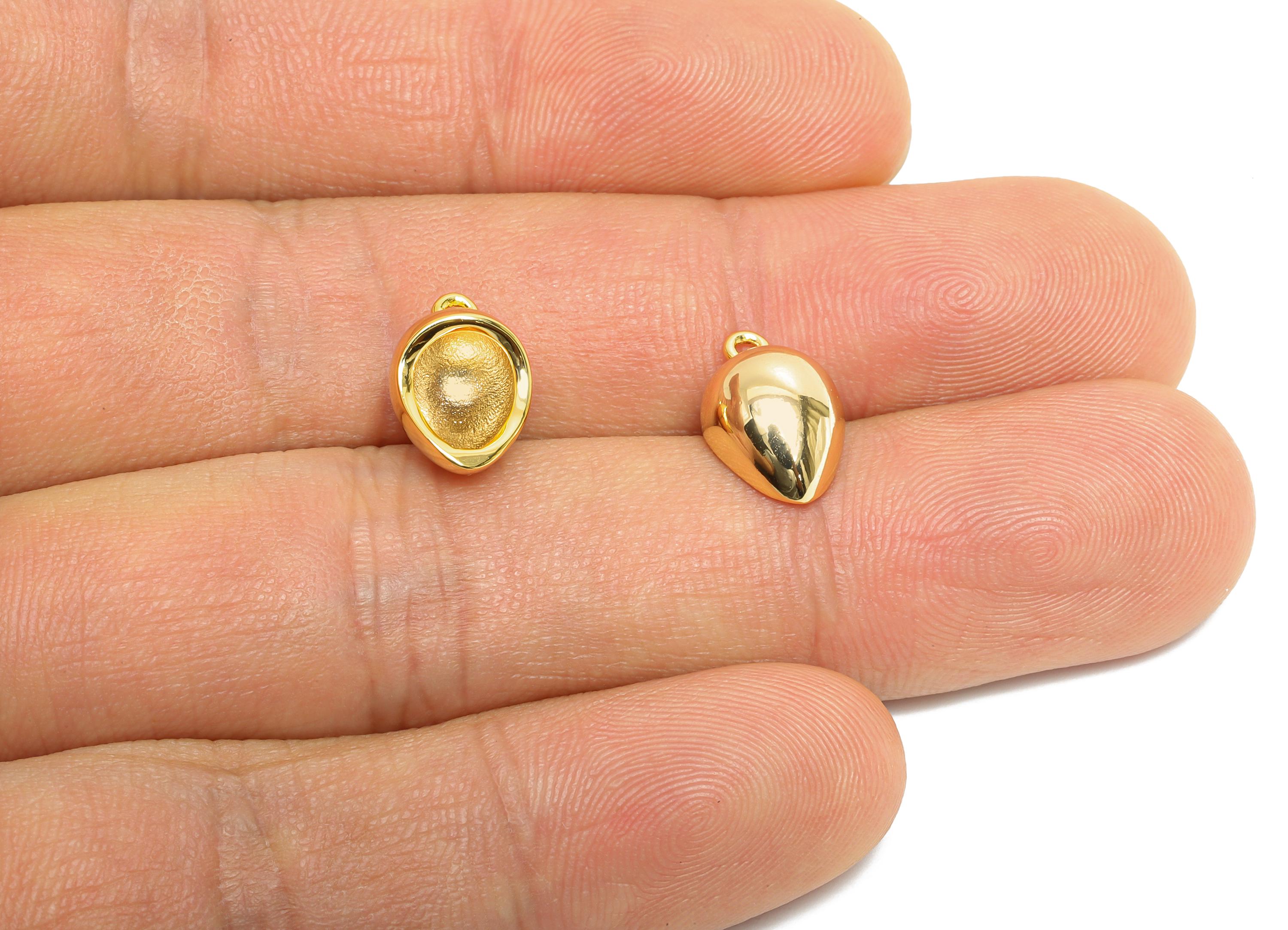 Brass Teardrop Earring Charms - Sleek Gold Cubic Notch Drop Pendant - Jewelry Accessories - 18K Real Gold Plated - 12.4x8.1x6.6mm - RGP9930 - DOMEDBAZAAR