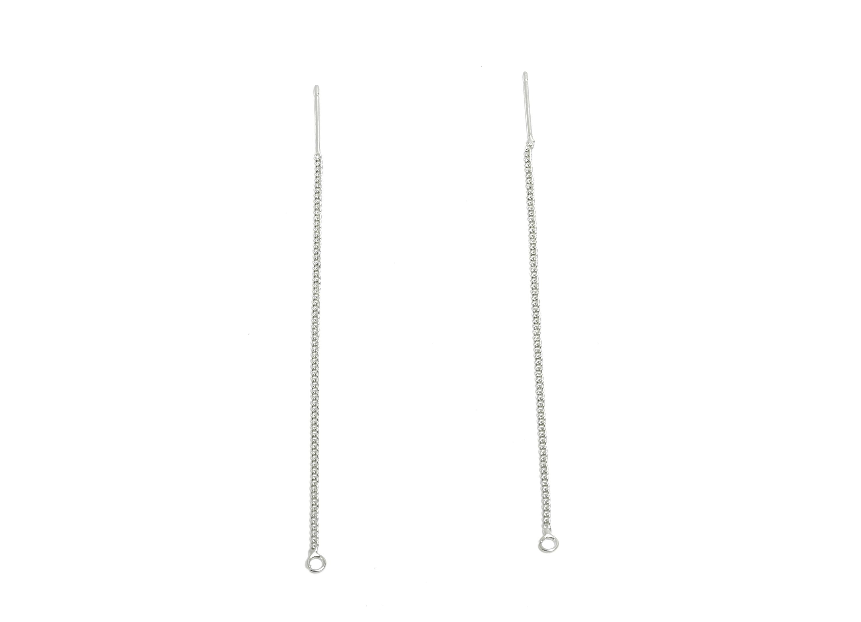 8cm Brass Tassel Earring Wire - Silver Chain Tassel Earring Wire with Loops - Jewelry Accessories DIY - Silver Tone Plated Brass - RGP9955 - DOMEDBAZAAR