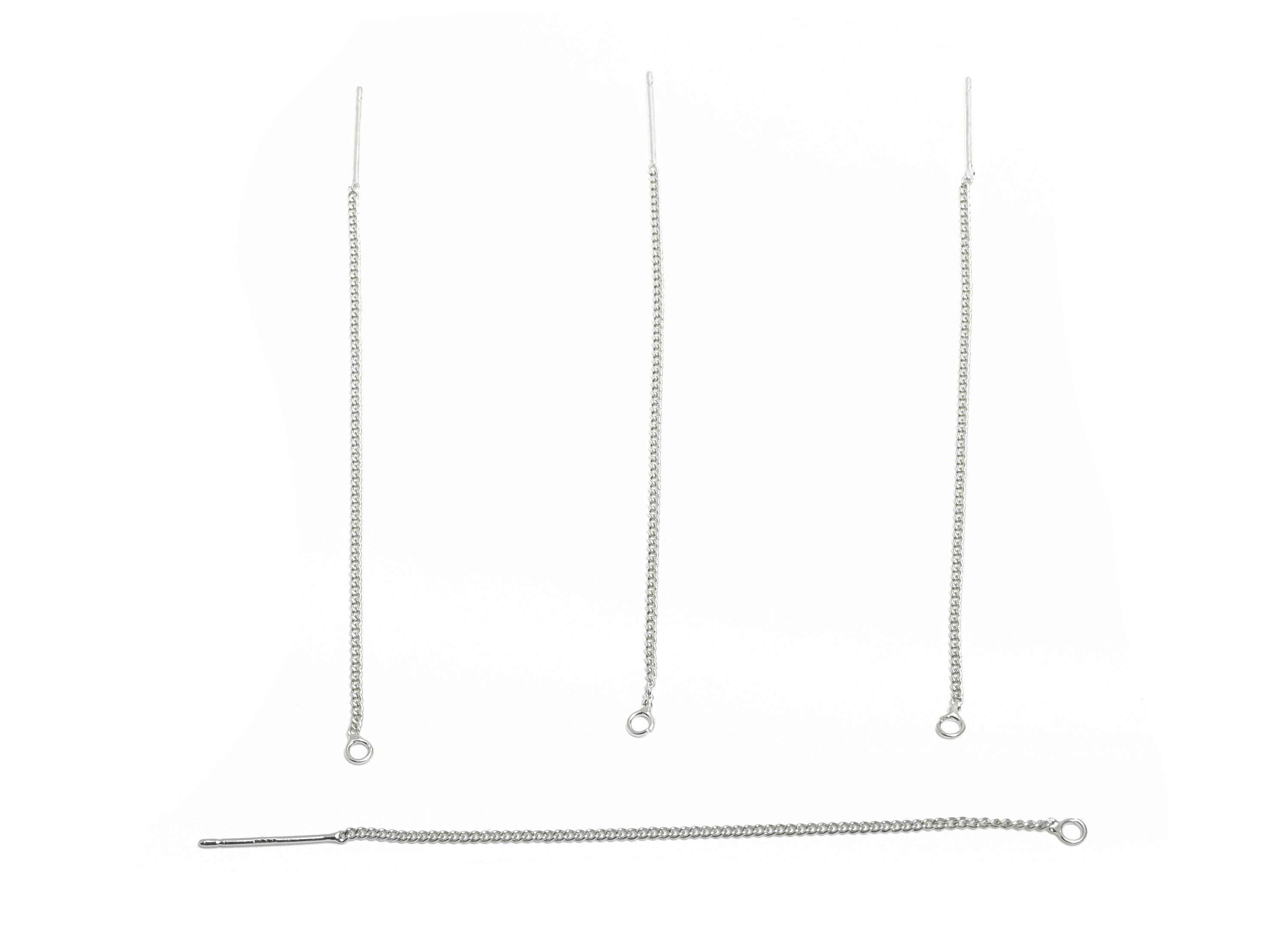 8cm Brass Tassel Earring Wire - Silver Chain Tassel Earring Wire with Loops - Jewelry Accessories DIY - Silver Tone Plated Brass - RGP9955 - DOMEDBAZAAR