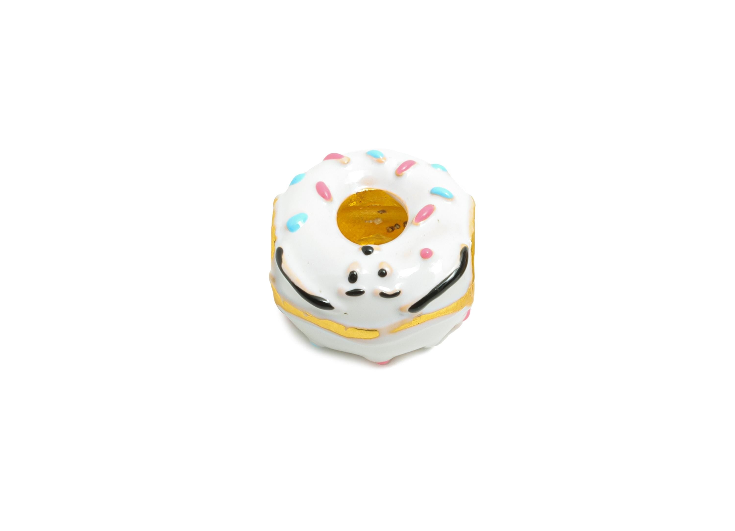 Smiling Donut Bead - Enamel Dount Charm for Bracelet - Cute Colorful Sprinkle Donut Bead - Frosted Donut Jewelry Bead - 11x11x7mm - ZZ2079 - DOMEDBAZAAR