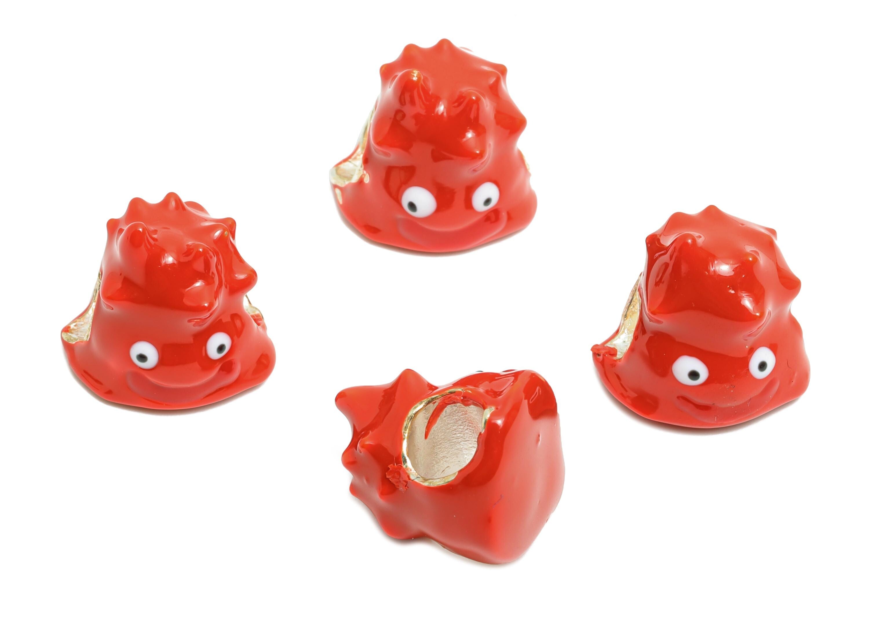 Alloy Red Monster Bead - Enamel Charm for Bracelet - Playful Character Jewelry Bead - Glossy Red Fun Unique Bracelet Bead -13x12x11mm-ZZ2089 - DOMEDBAZAAR