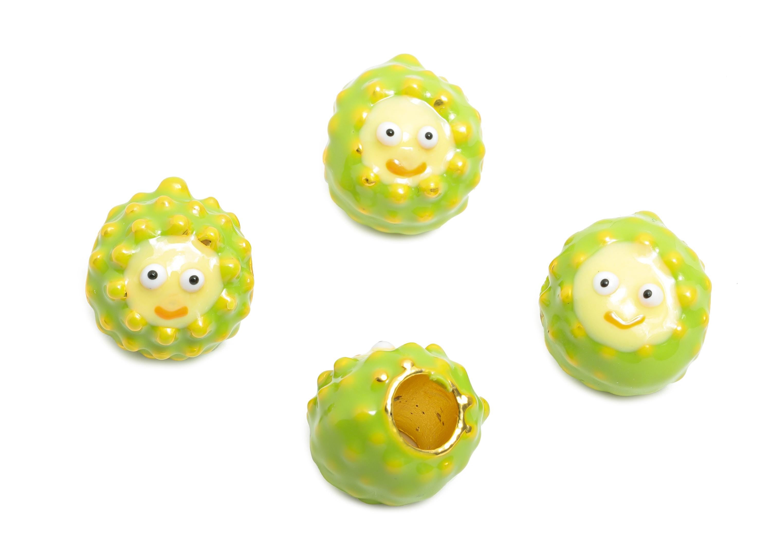 Alloy Cartoon Spacer Beads - Enamel Smile Face Bracelet Bead - Fun Alloy Bracelet Charms - Jewelry Accessory DIY - 12.7x14x11.5mm - ZZ2054 - DOMEDBAZAAR