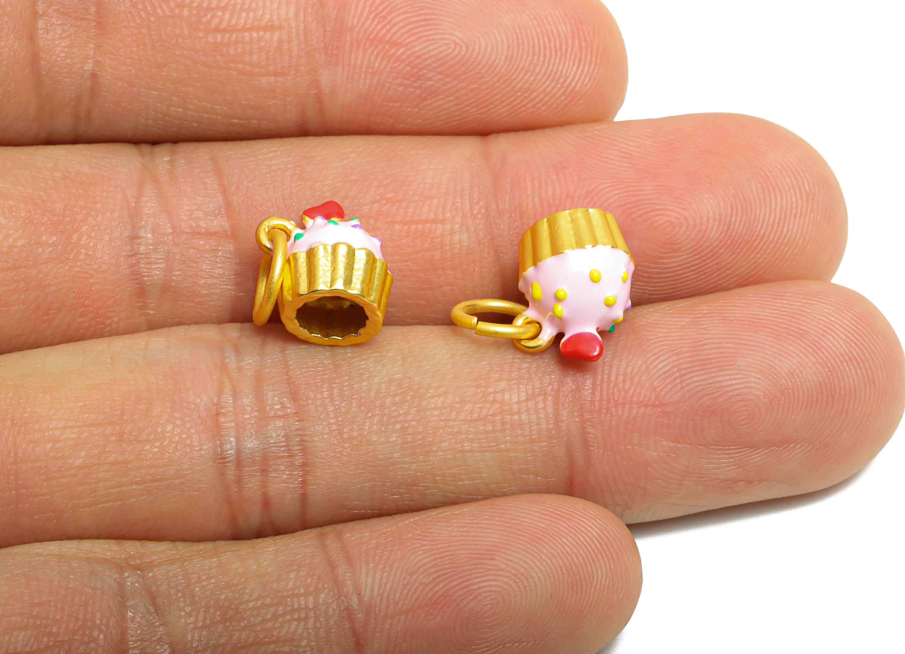 Alloy Blue Cake Charm - Colorful Enamel for Bracelet - Kawaii Cupcake Charm Pendant - DIY Customizable Cute Jewelry - 11.29x9x8mm - ZZ2059 - DOMEDBAZAAR