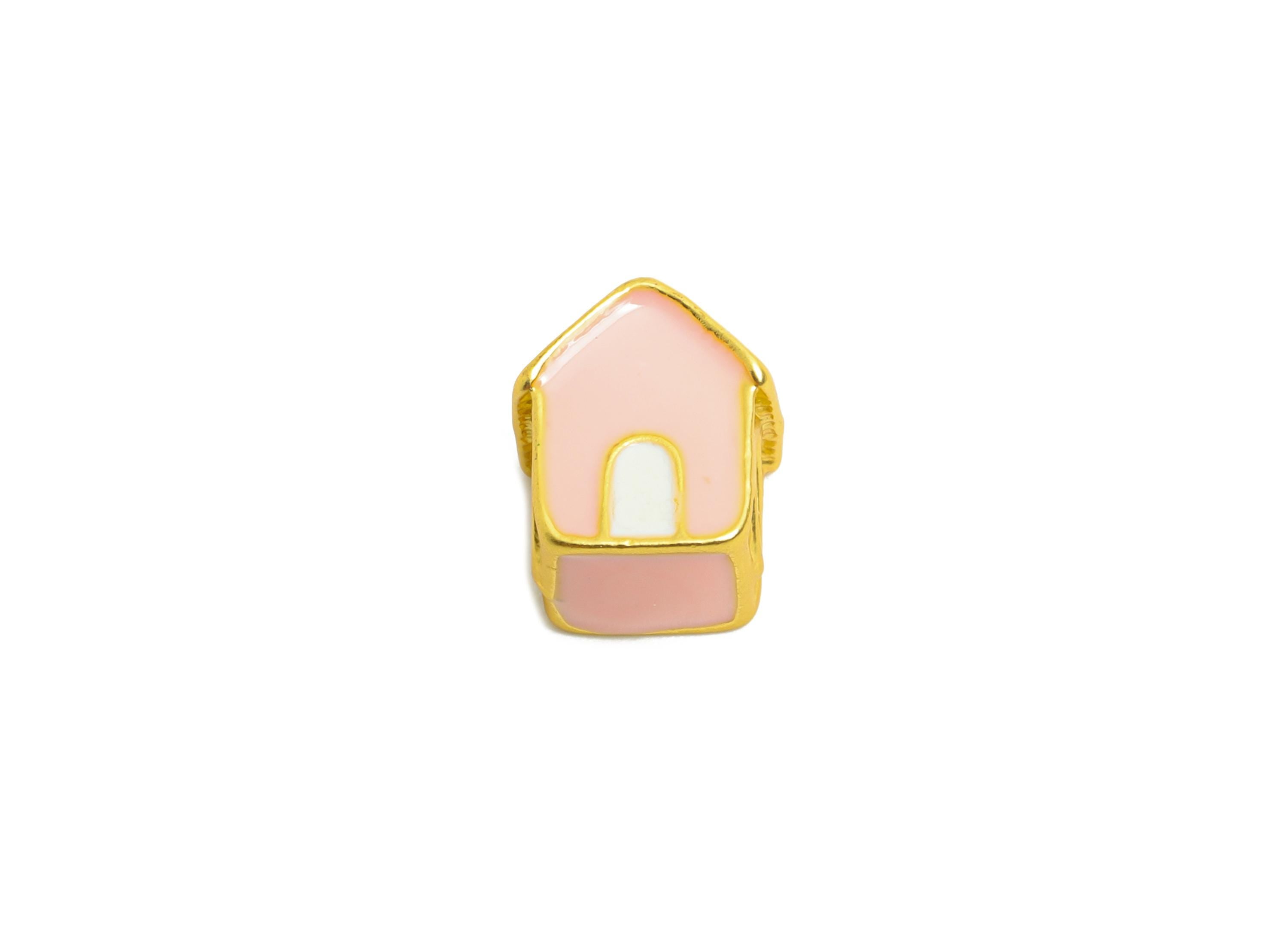 Alloy Kawaii House Bead - Enamel House Charm for Bracelet - DIY Heart House Bead - Cottage Bead for Charm Bracelet - 10x8.65x7mm - ZZ2091 - DOMEDBAZAAR