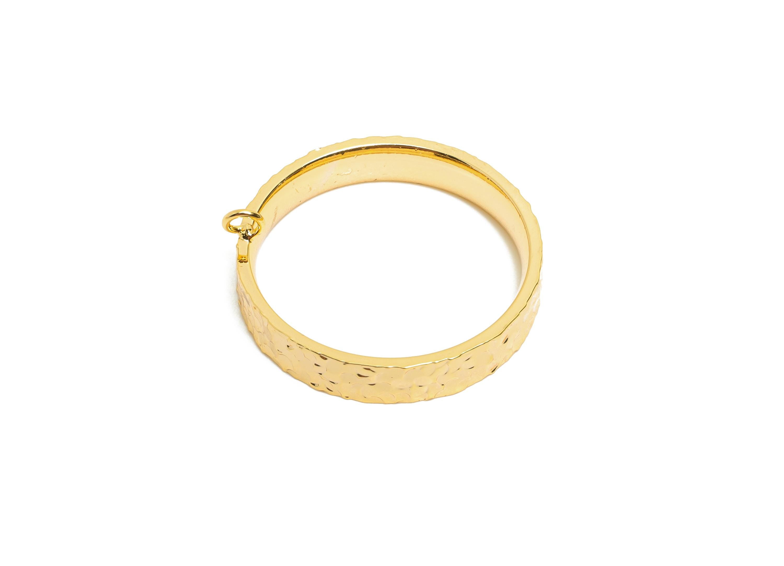 Brass Circle Ring - Brass Textured Versatile Ring With loop - Hoop Ring for Crafting - 18K Real Gold Plated - 22x22x4.14mm - RGP10754-9 - DOMEDBAZAAR