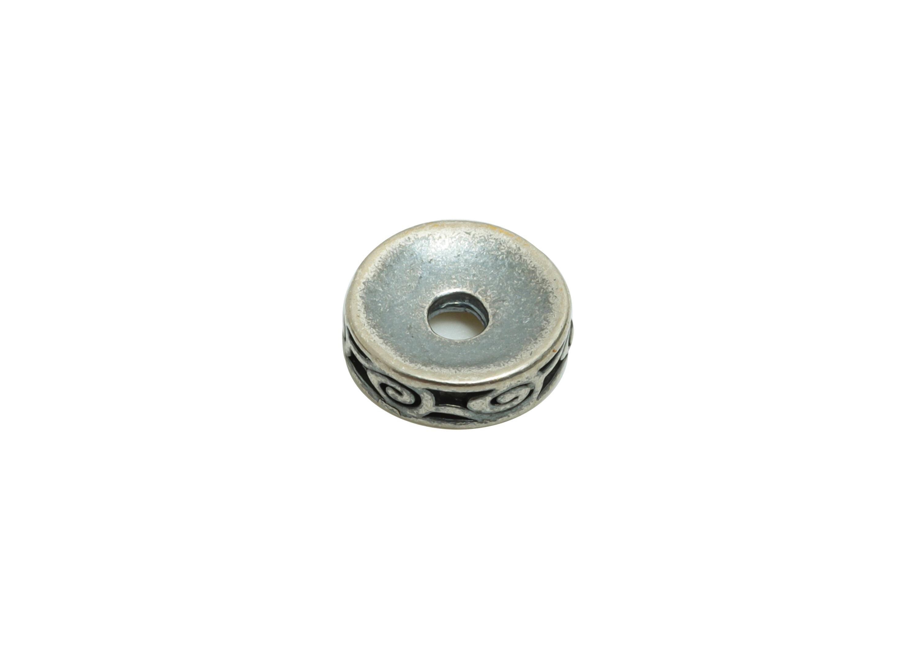 Brass Spacer Bead - Antique Round Spacer Bead - Vintage Donut Bead - Silver Color for DIY Bracelets - Silver Argent - 7x7x2mm -RGP10736 - DOMEDBAZAAR