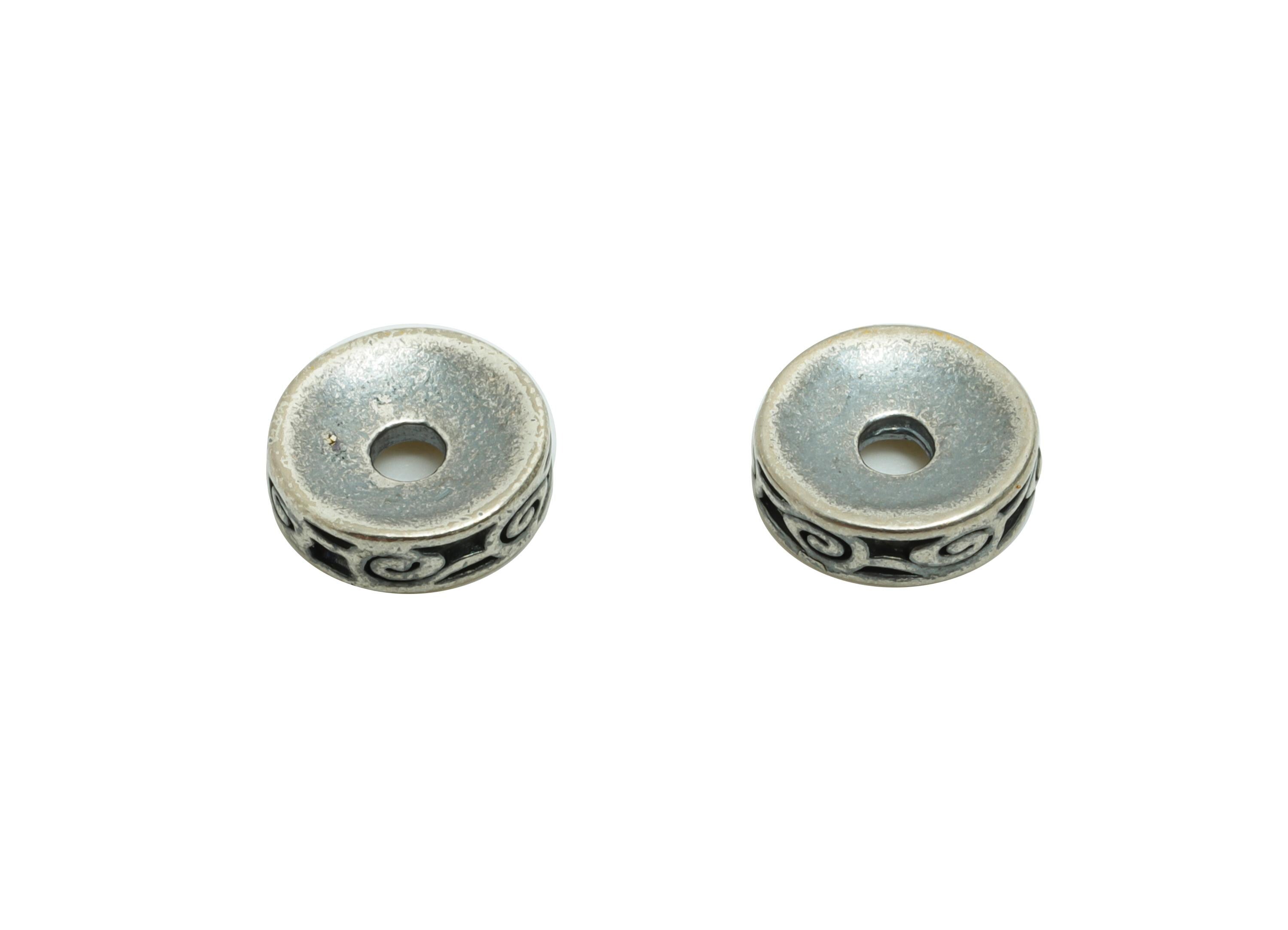 Brass Spacer Bead - Antique Round Spacer Bead - Vintage Donut Bead - Silver Color for DIY Bracelets - Silver Argent - 7x7x2mm -RGP10736 - DOMEDBAZAAR