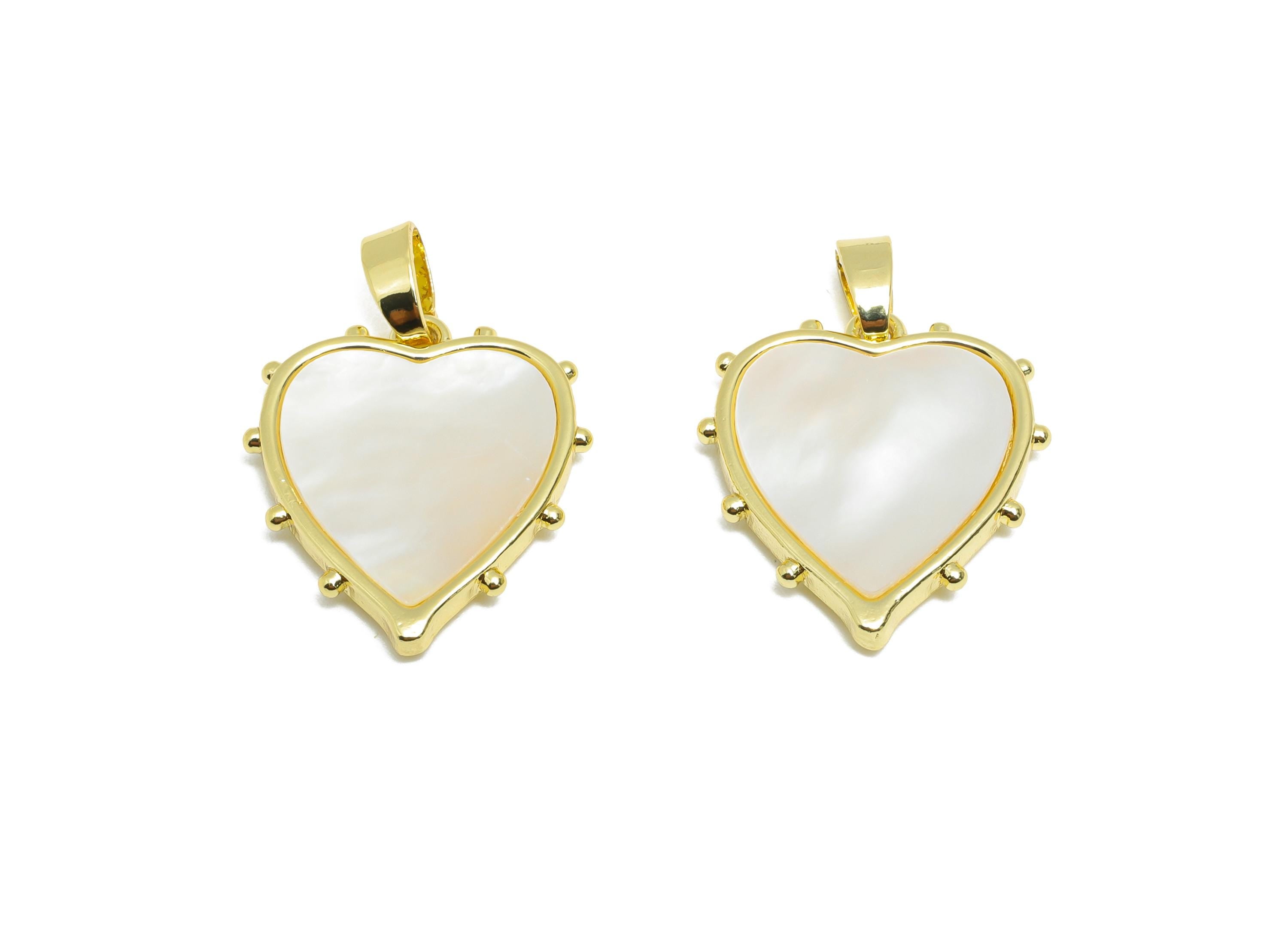 Brass Shell Heart Pendant - Gold Natural Shell Pendant for Necklace - Refined Love Jewelry - 18K Gold-Plated - 17.73x16.12x2.66mm - RGP10662 - DOMEDBAZAAR