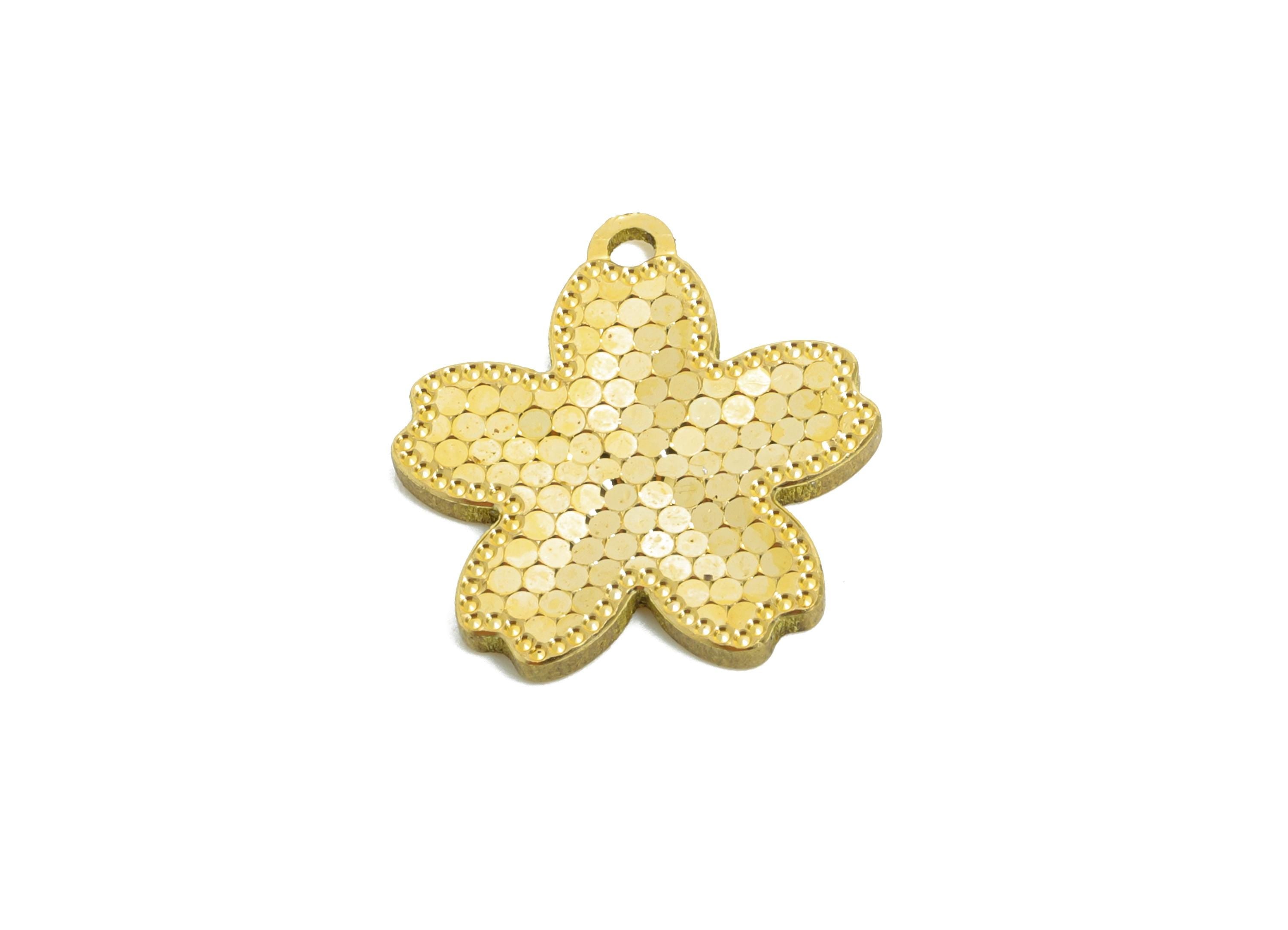 Brass Floral Pendant - Raw Brass Textured Scales Shine Daisy  - Textured Laser Cut Jewelry - Luxury Pendant - 15x13x1mm - PP11170 - DOMEDBAZAAR