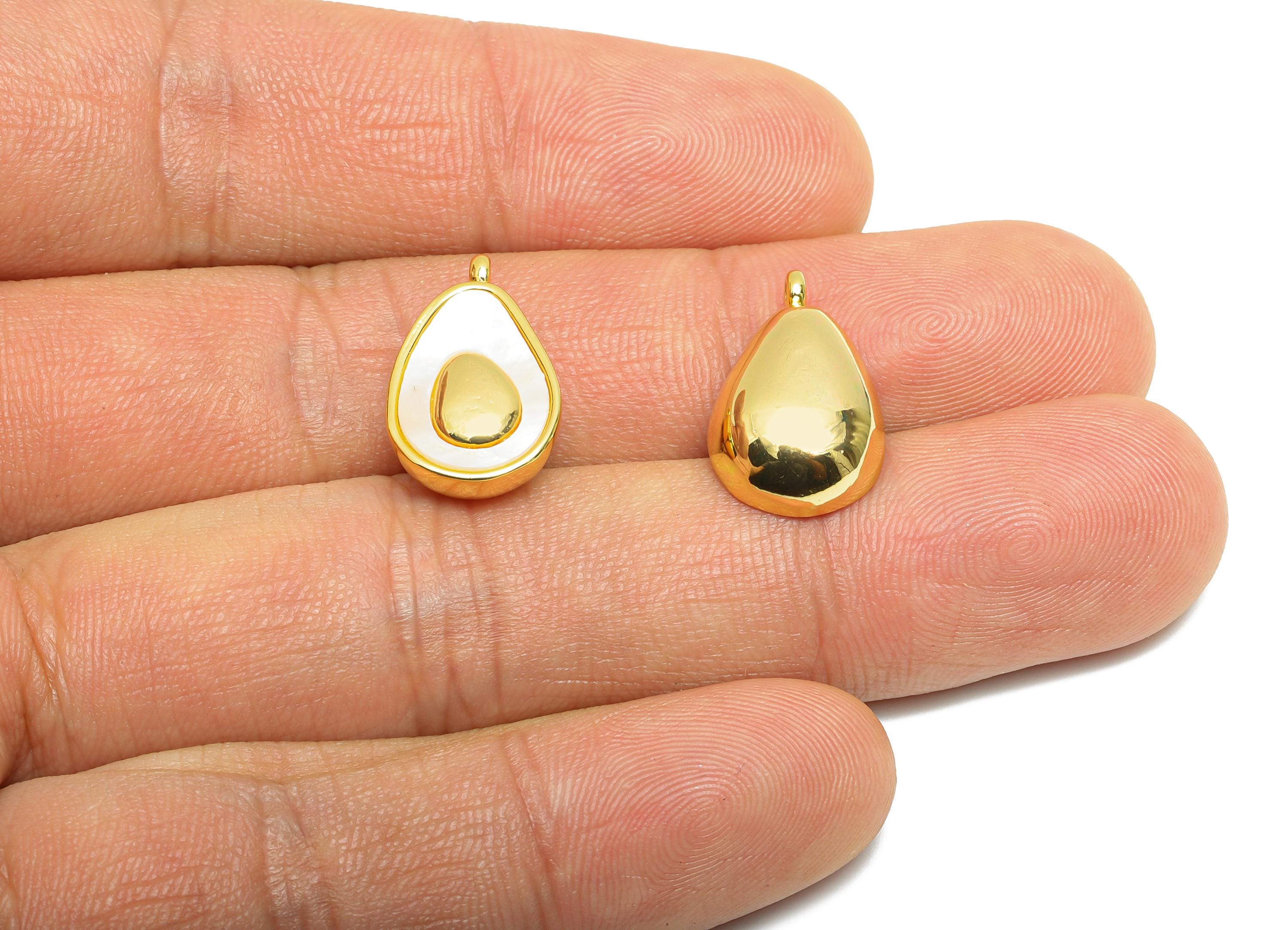 Brass Shell Avocado Pendant - Gold Natural Shell Pendant for Necklace - Danity Jewelry DIY - 18K Gold-Plated - 18.46x11.17x6.24mm - RGP10678 - DOMEDBAZAAR