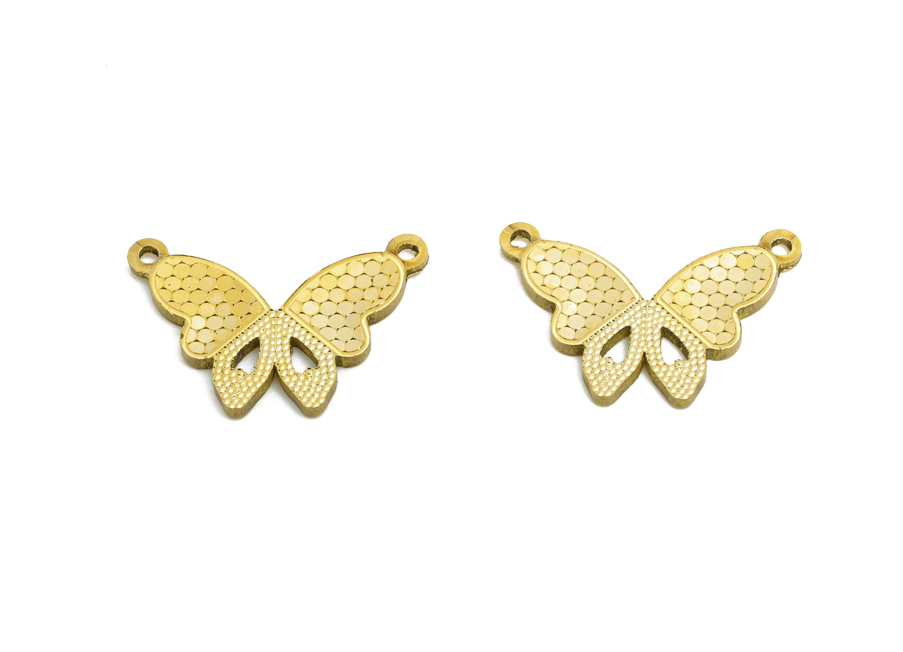 Butterfly Earring Pendant - Raw Brass Textured Butterfly Pendant - Elegant For Necklace - Textured Laser Cut - 17x11x1.2mm - PP11161 - DOMEDBAZAAR