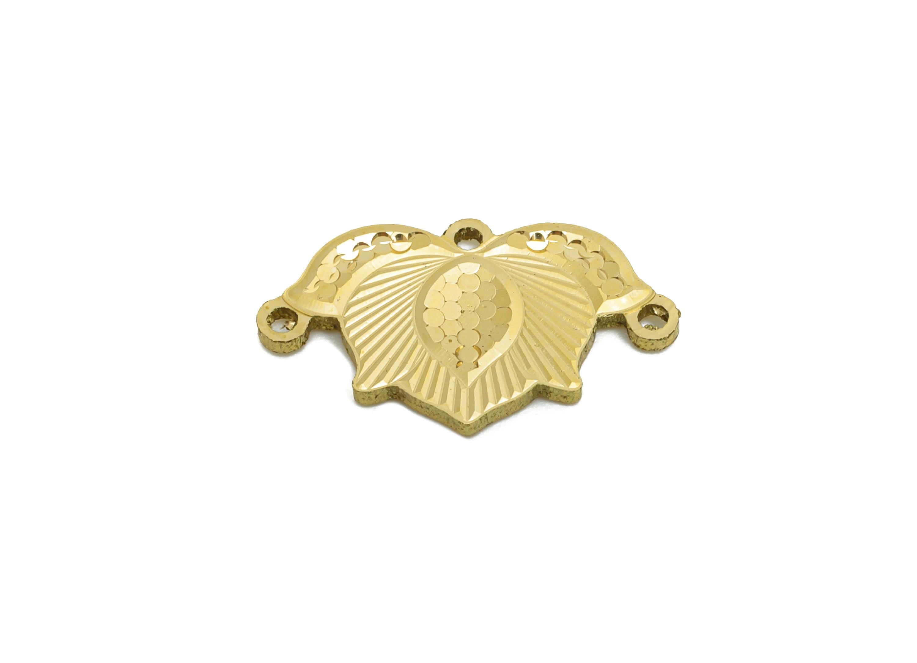 Brass Louts Classic Connector - Raw Brass Textured Pendant with Loops - Vintage Floral Charm - Textured Laser Cut - 10x17x1.25mm - PP11149 - DOMEDBAZAAR