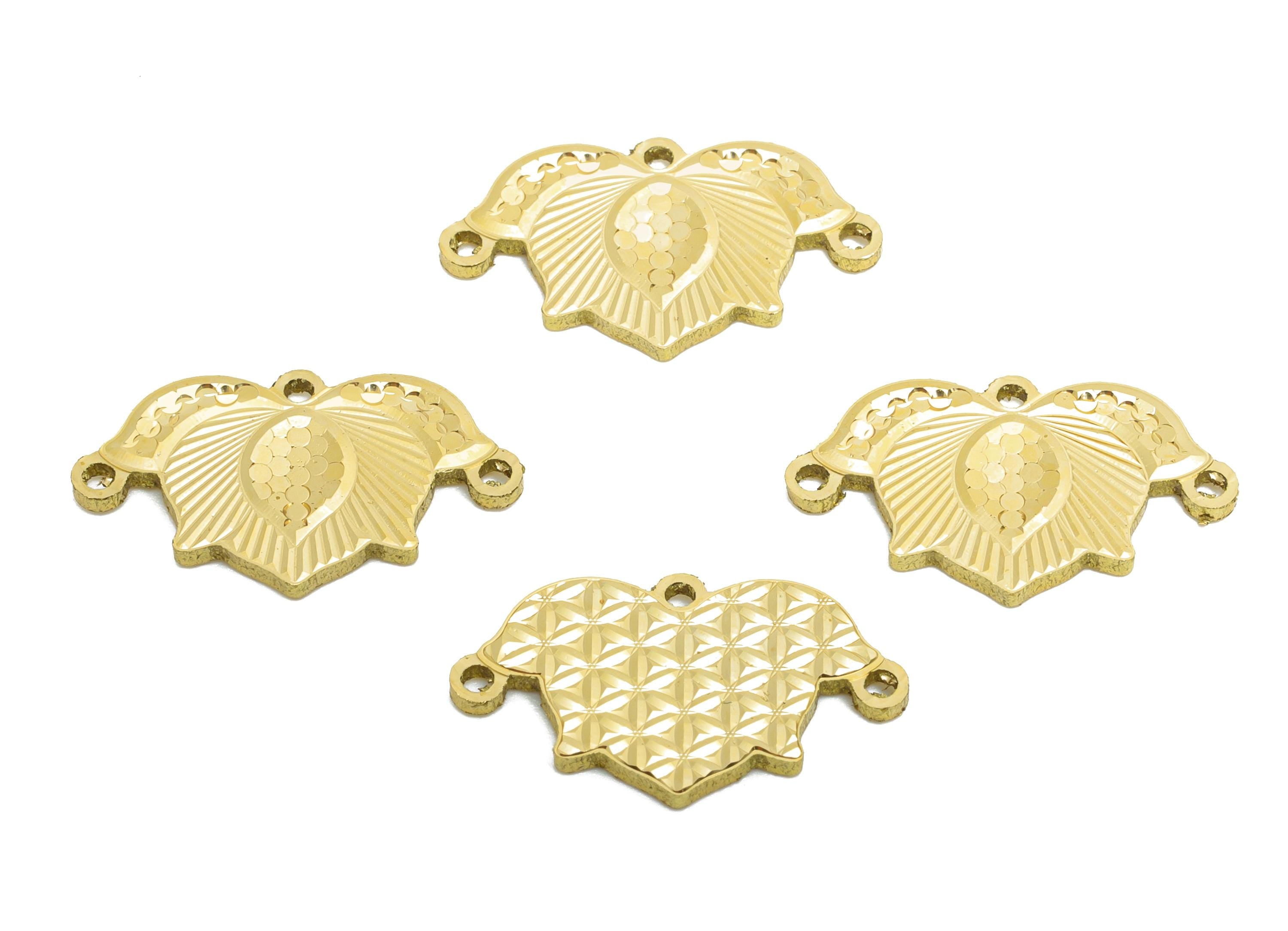 Brass Louts Classic Connector - Raw Brass Textured Pendant with Loops - Vintage Floral Charm - Textured Laser Cut - 10x17x1.25mm - PP11149 - DOMEDBAZAAR